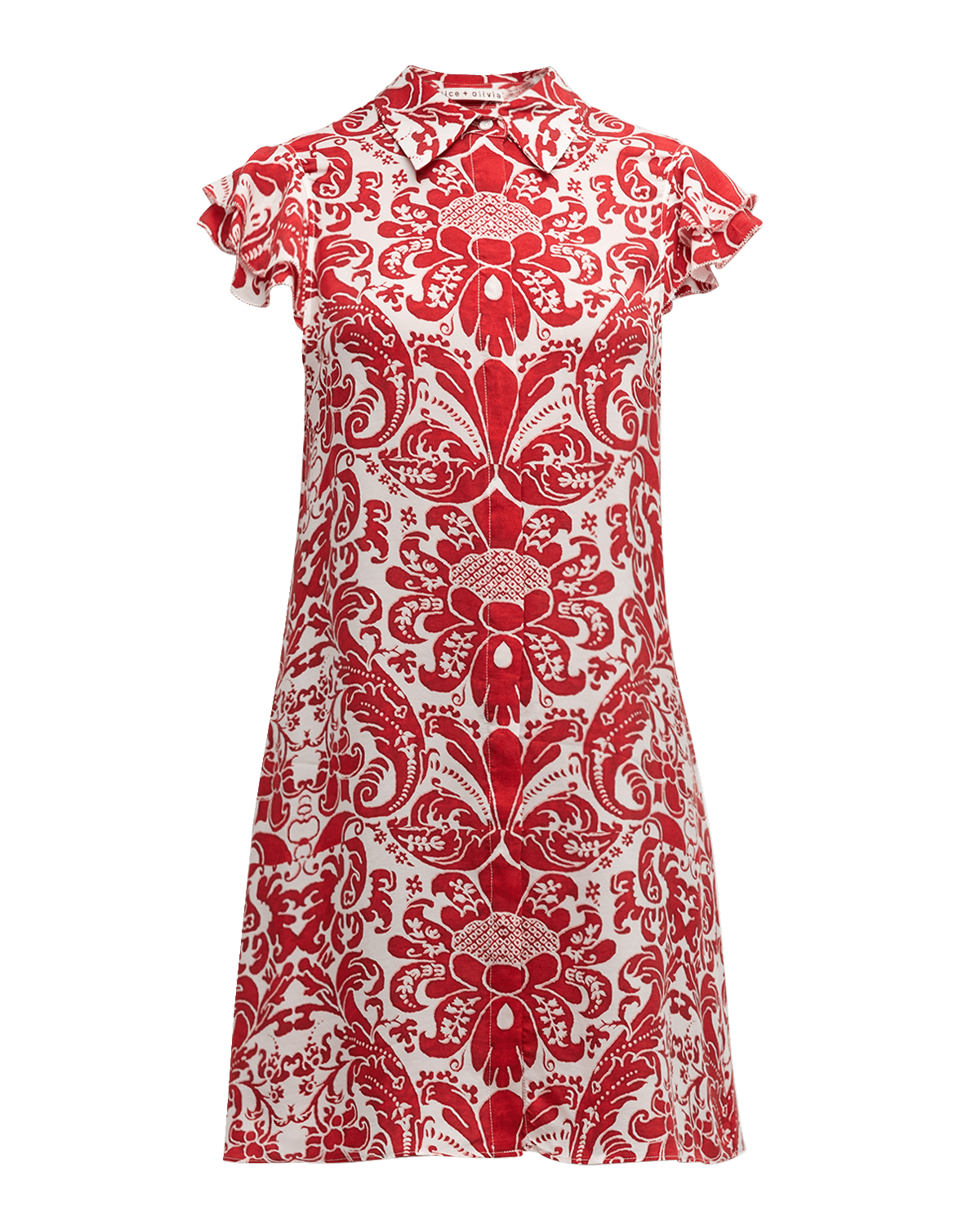 Alice + Olivia Jem Puff-Sleeve Mini Shirtdress