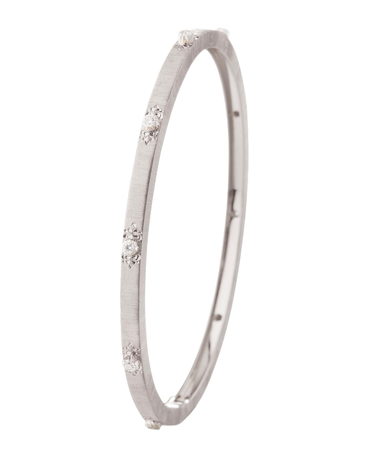 Buccellati Macri Classica 18K White Gold Diamond Rigato Bracelet, 3mm | Thumbnail 2 Buccellati Macri Classica 18K White Gold Diamond Rigato Bracelet, 3mm | Thumbnail 2