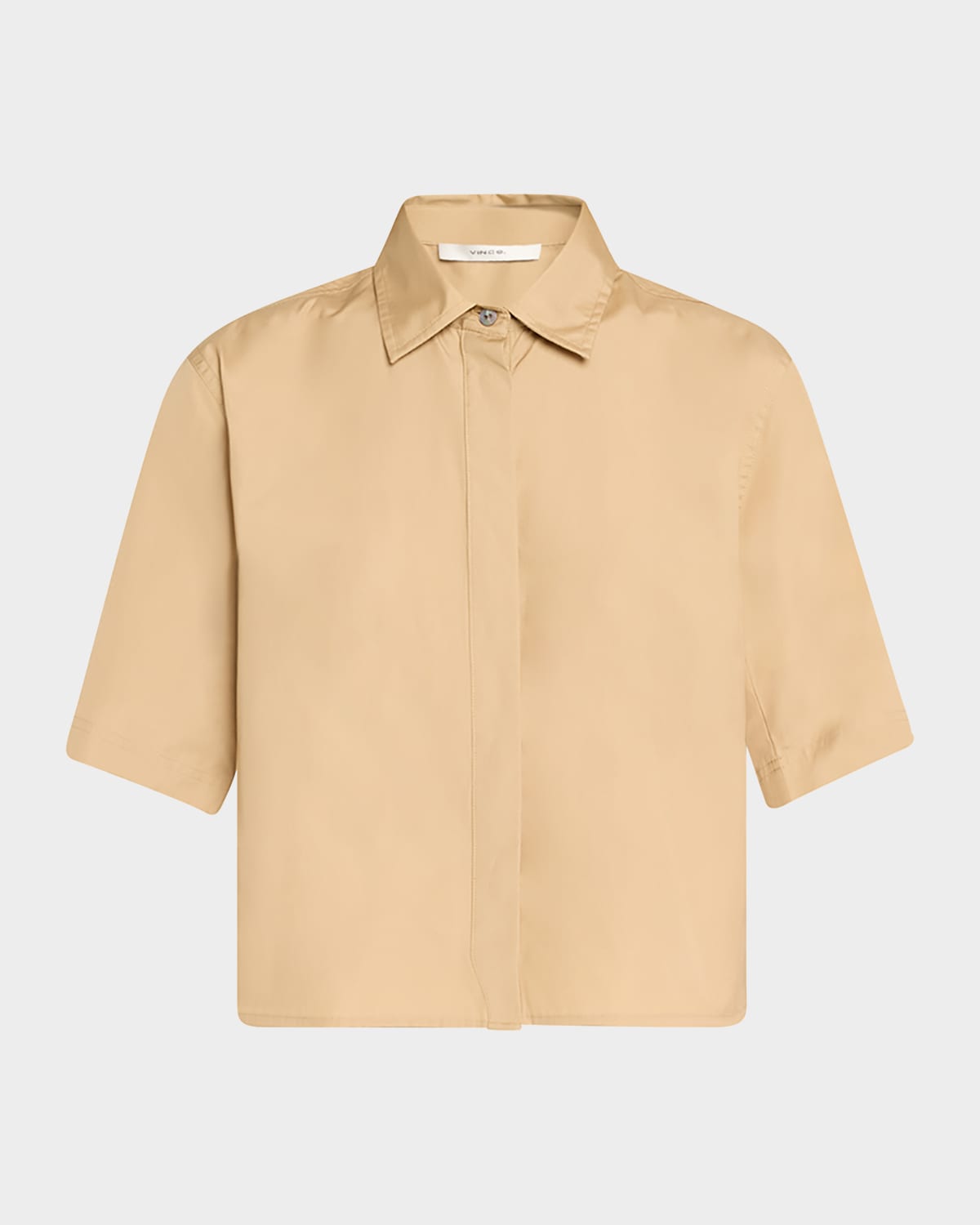 Vince Short-Sleeve Cropped Cotton Shirt