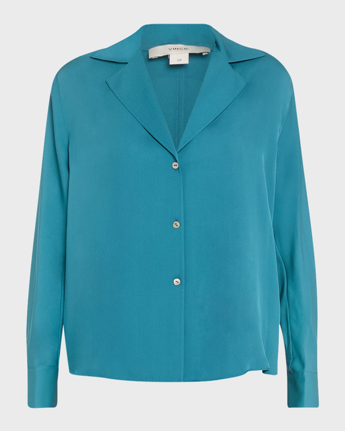 Vince Silk Lapel-Collar Dolman-Sleeve Blouse