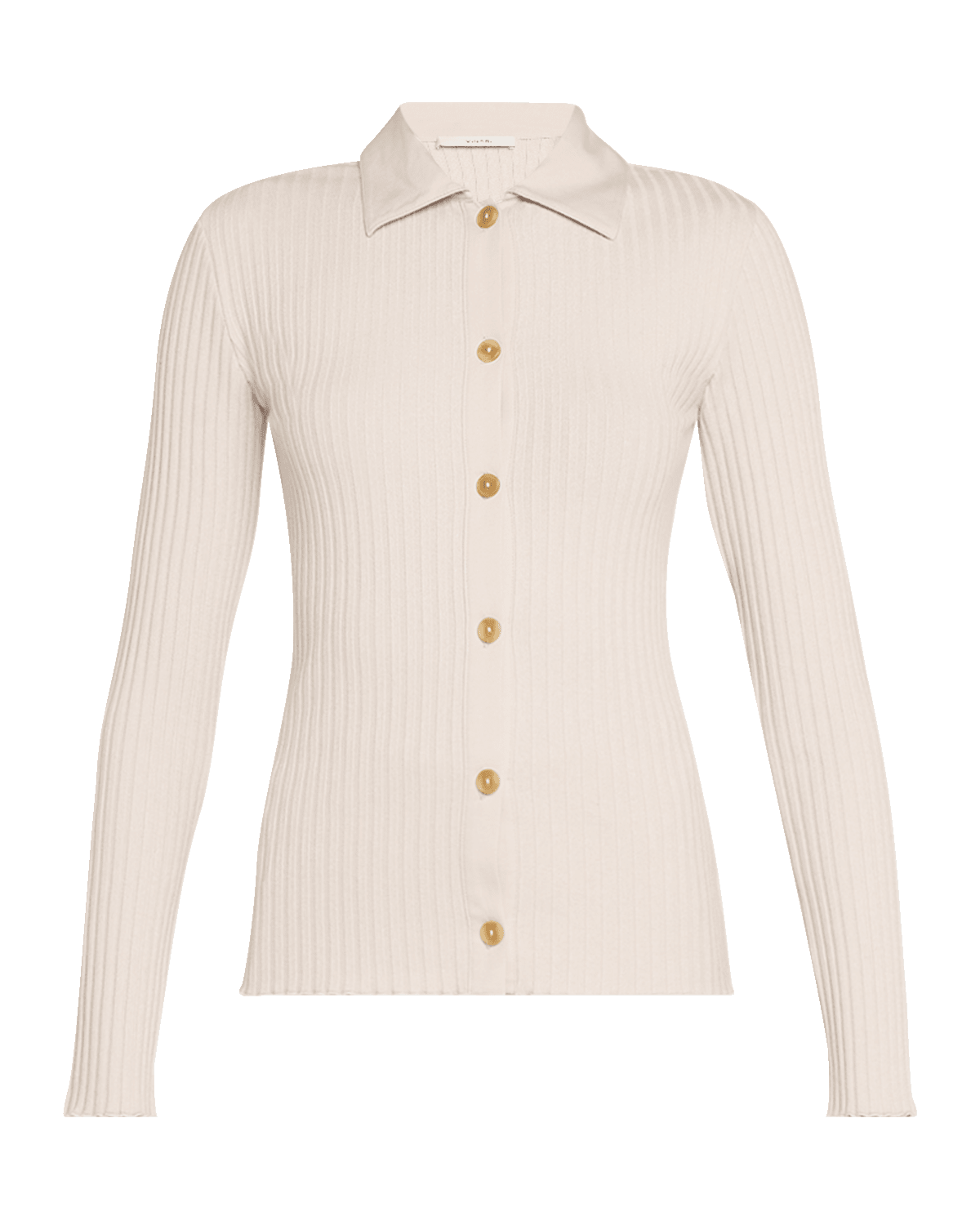 Vince Ribbed Long-Sleeve Button-Front Polo Shirt