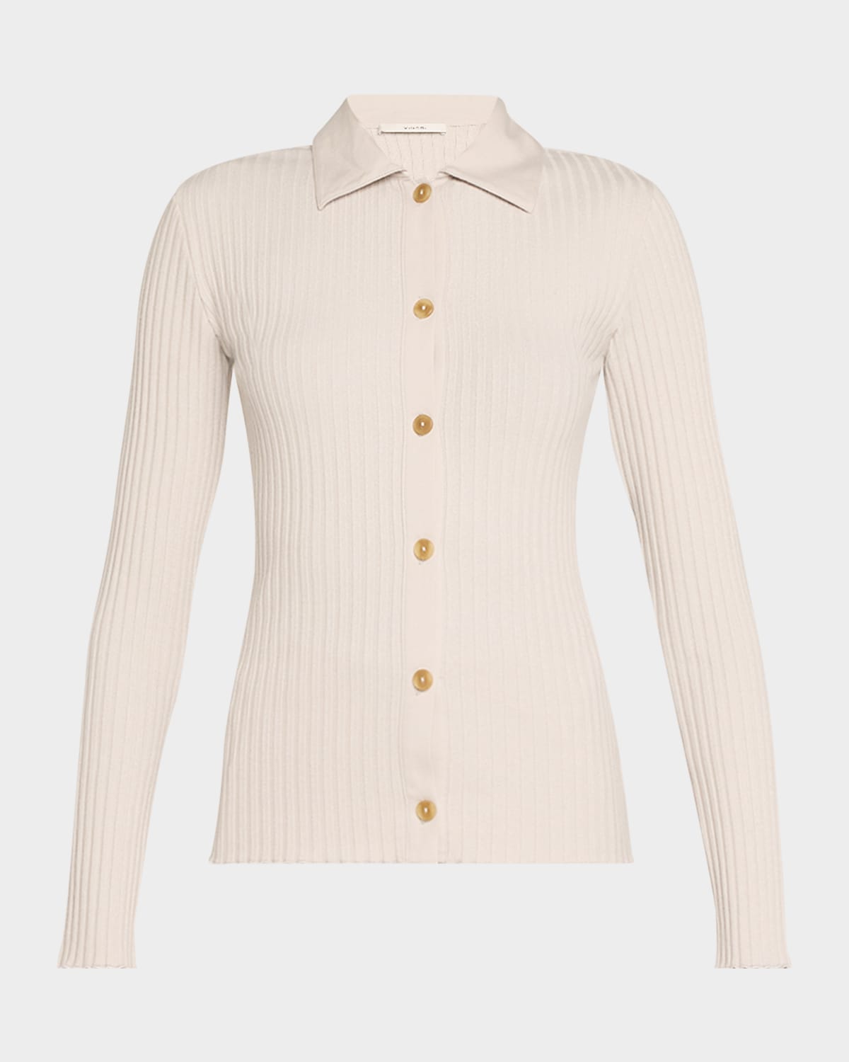 Vince Ribbed Long-Sleeve Button-Front Polo Shirt