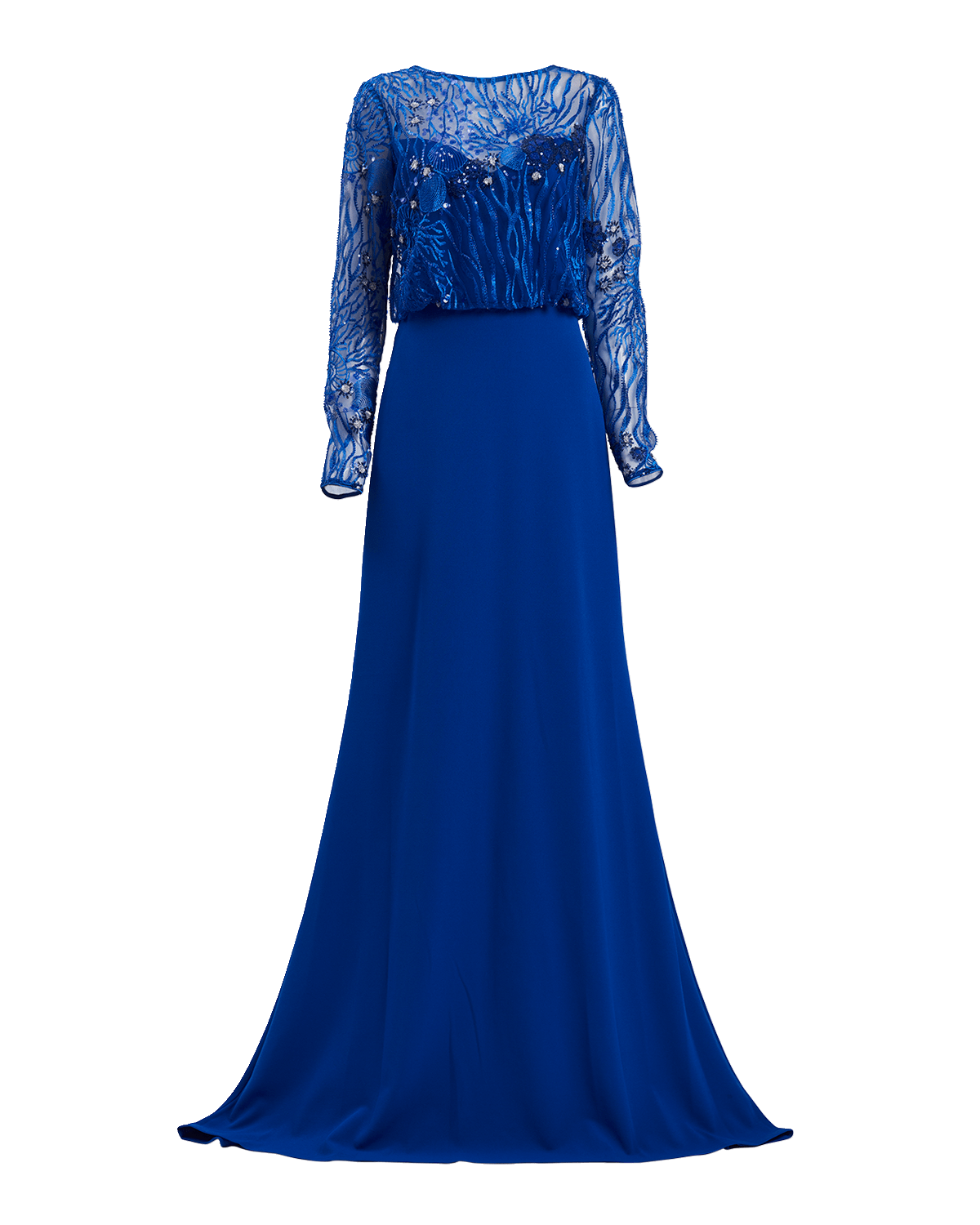 Tadashi Shoji Sequin Embroidered A-Line Illusion Gown