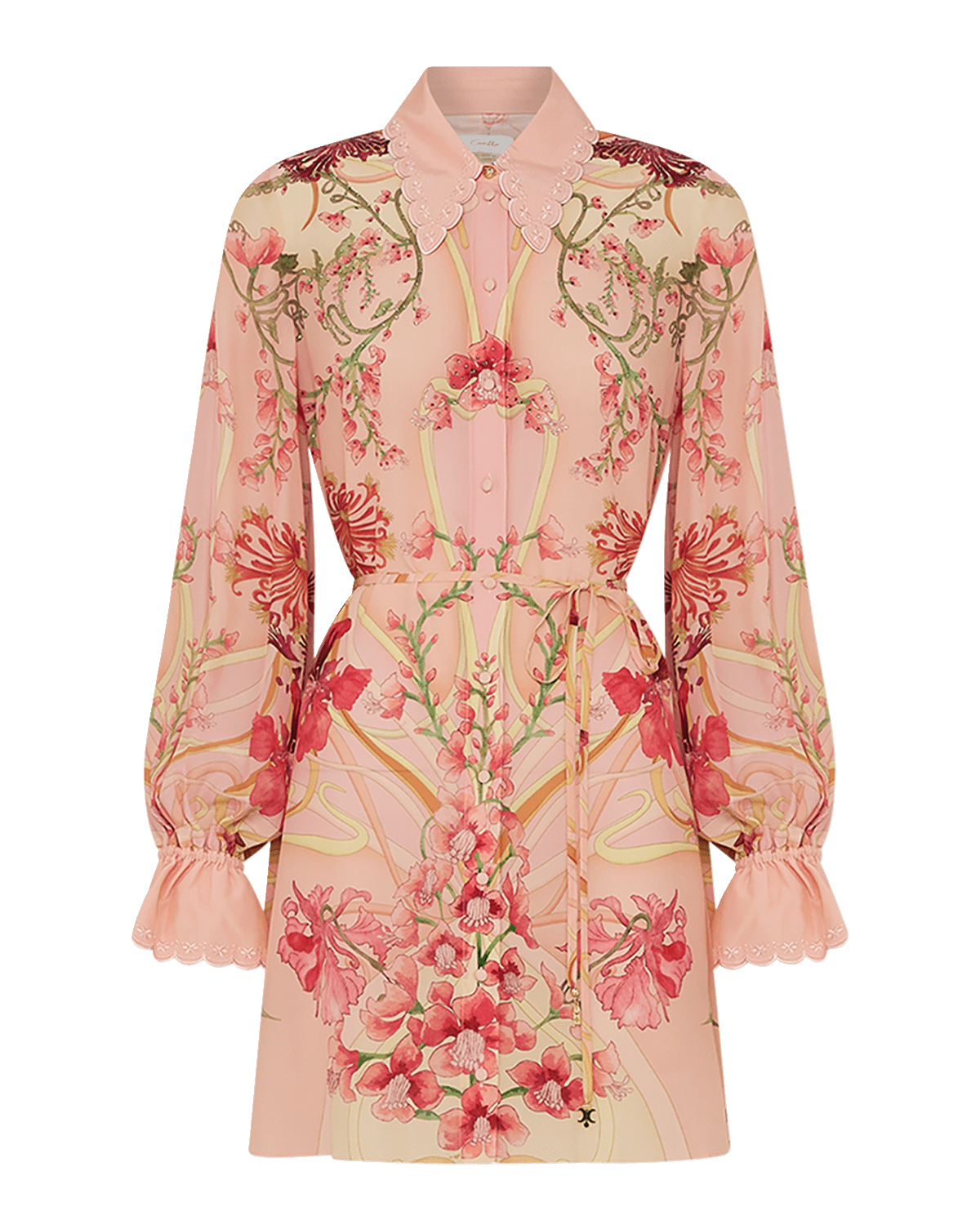 Camilla Floral Silk Mini Shift Shirtdress