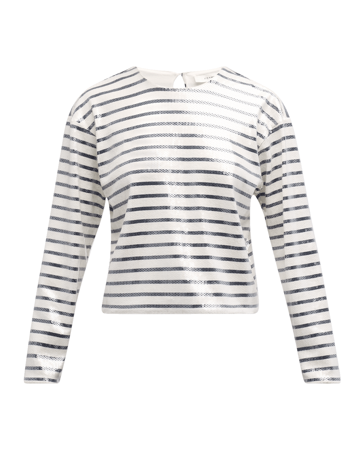 FRAME Stripe Long-Sleeve Sequined Top