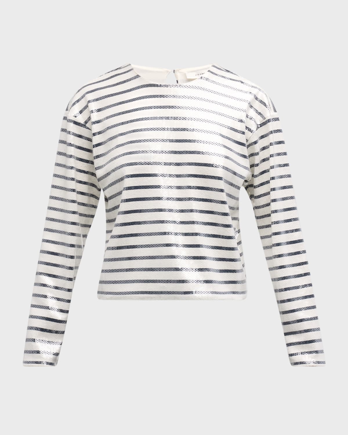 FRAME Stripe Long-Sleeve Sequined Top