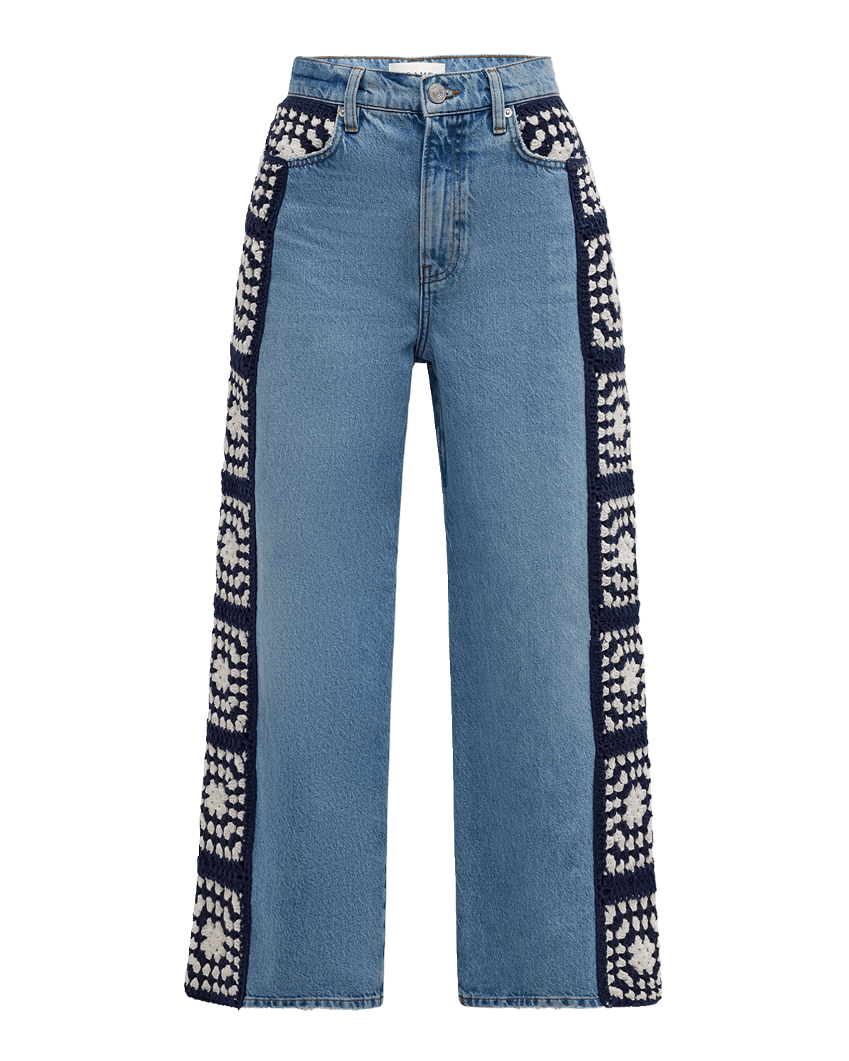 FRAME Le Jane Wide-Leg Crop Crochet Jeans