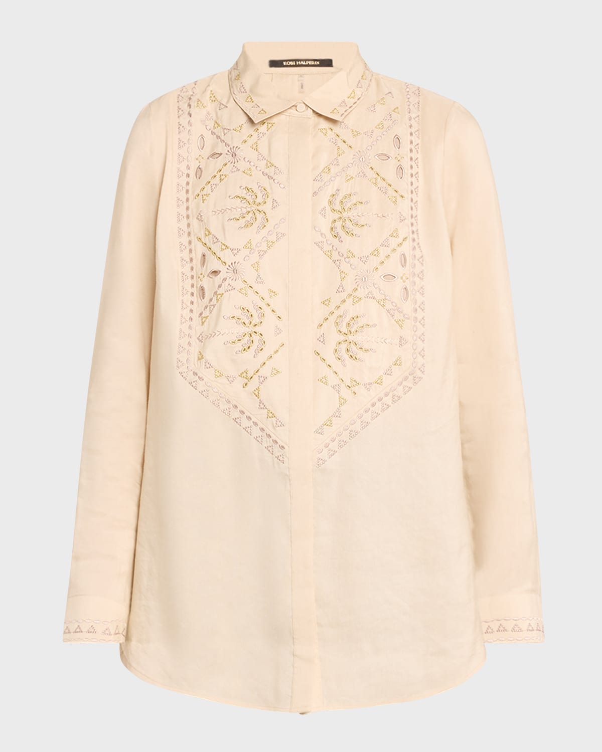 Kobi Halperin Genevieve Embroidered Button-Down Blouse