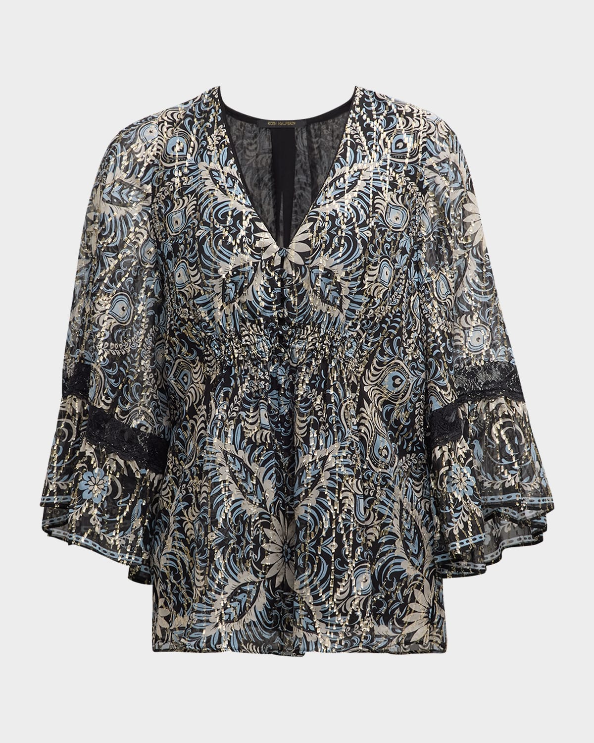 Kobi Halperin Ele Floral-Print Metallic Fleck Blouse
