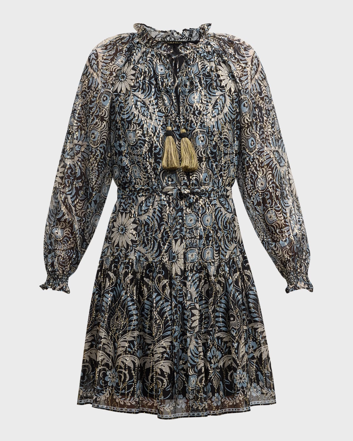 Kobi Halperin Kaye Floral-Print Metallic Fleck Dress