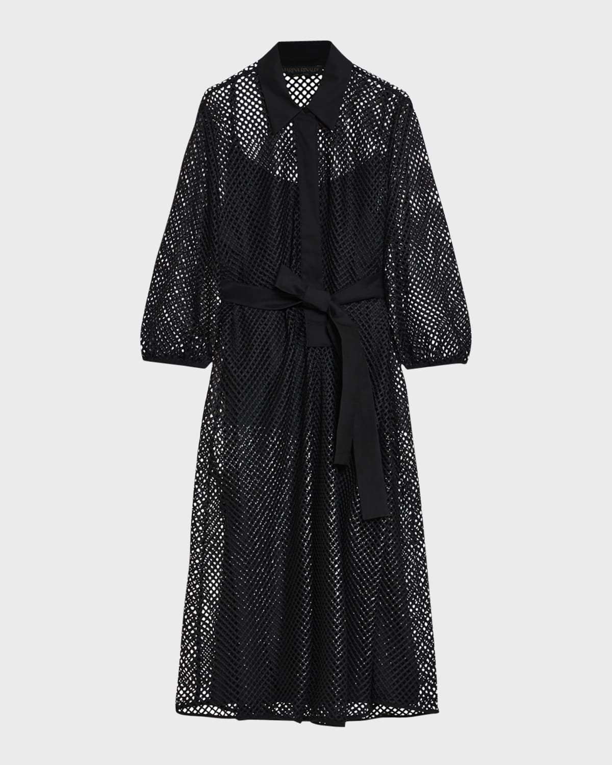 Marina Rinaldi Zarina 34-Sleeve Mesh Midi Shirtdress