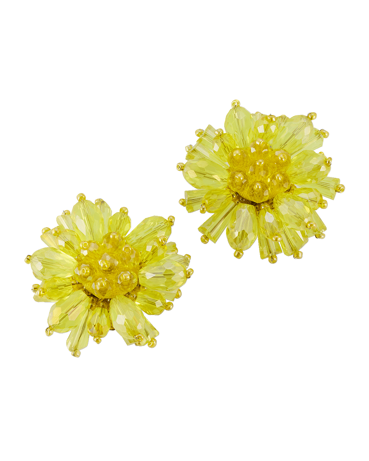 Oscar de la Renta Beaded Flower Button Earrings