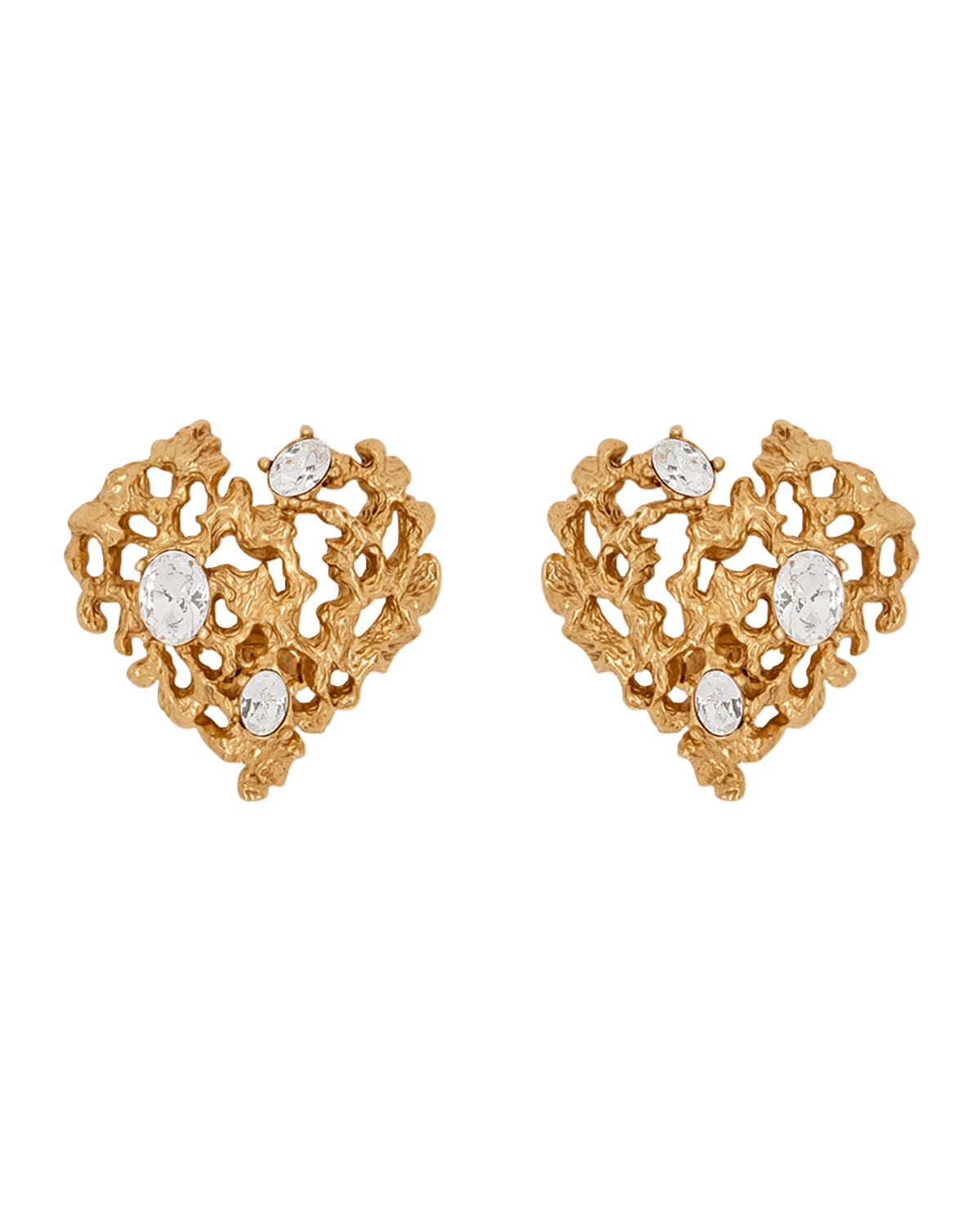 Oscar de la Renta Coral Heart Earrings