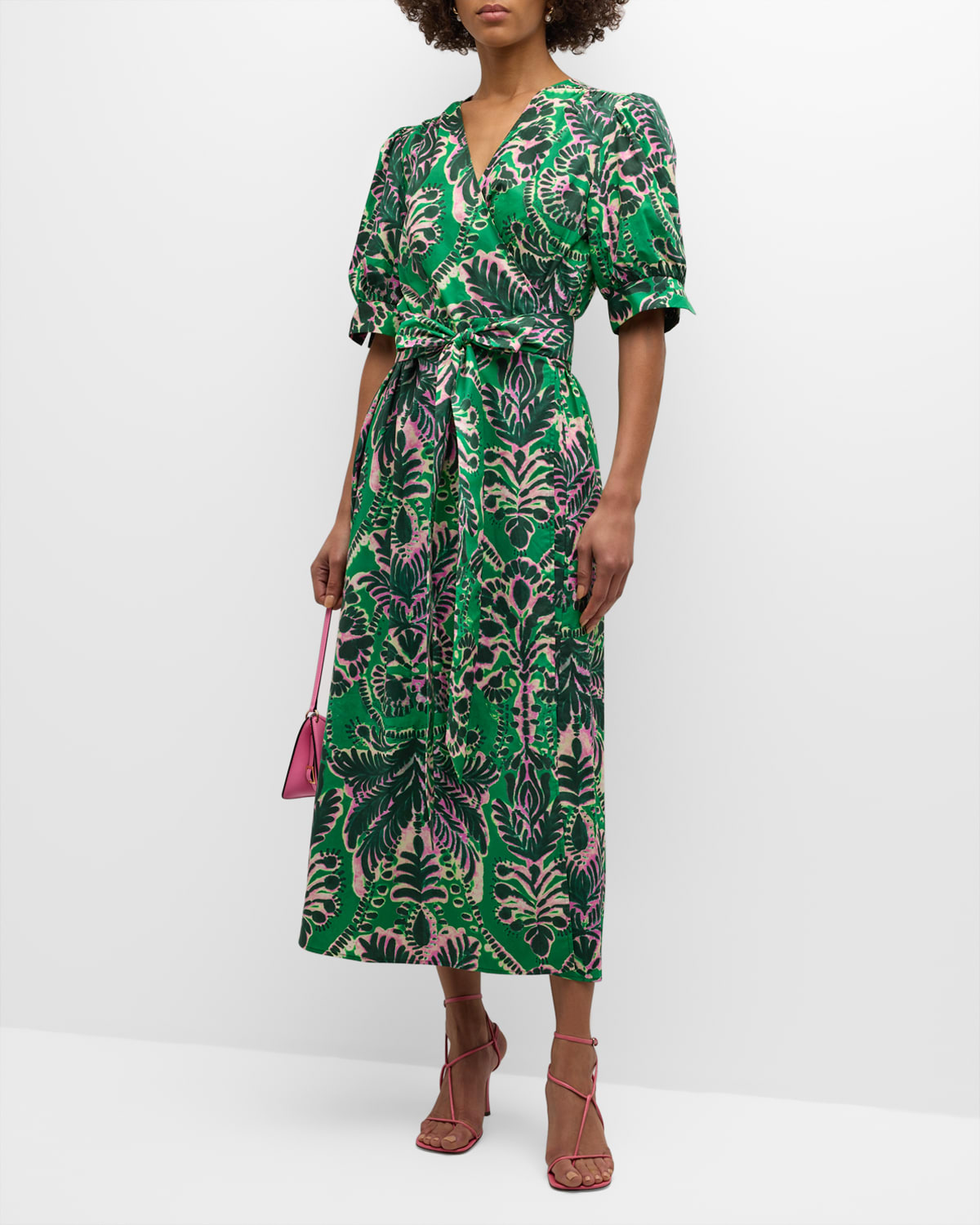 Marie Oliver Rita Printed Wrap Dress with Tie Belt