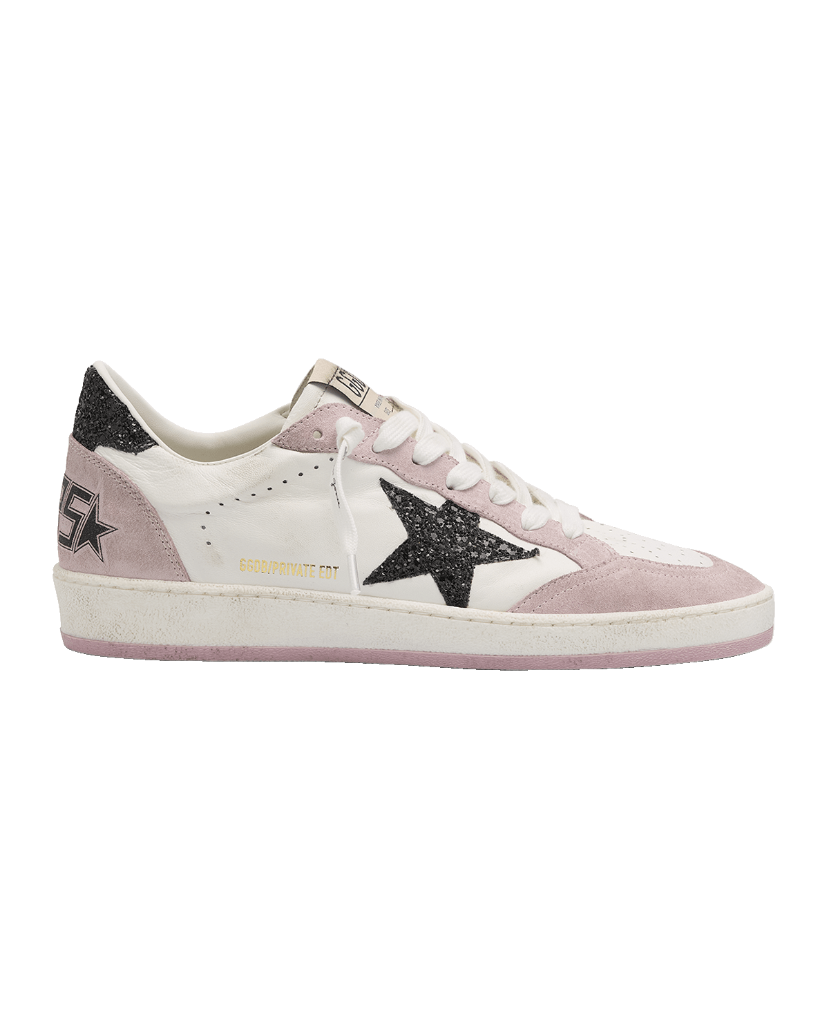 Golden Goose Ballstar Mixed Leather Glitter Low-Top Sneakers
