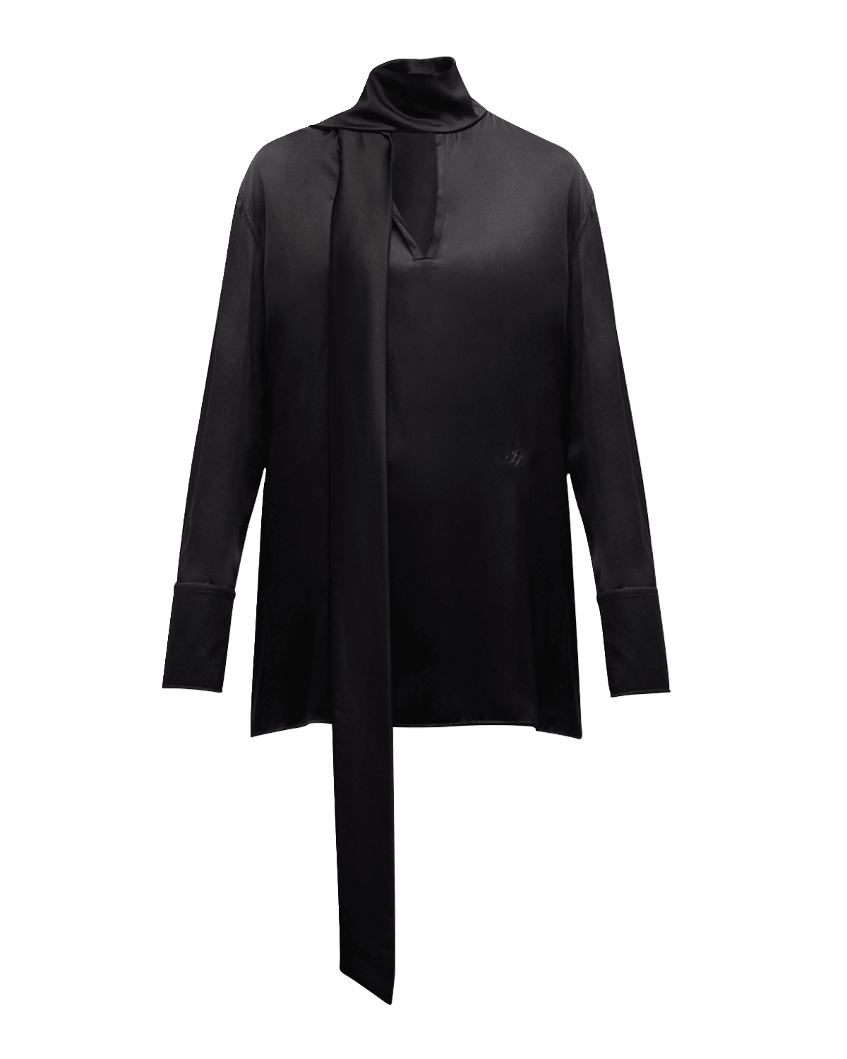 Jil Sander Friday PM Scarf-Neck Long-Sleeve Silk Blouse