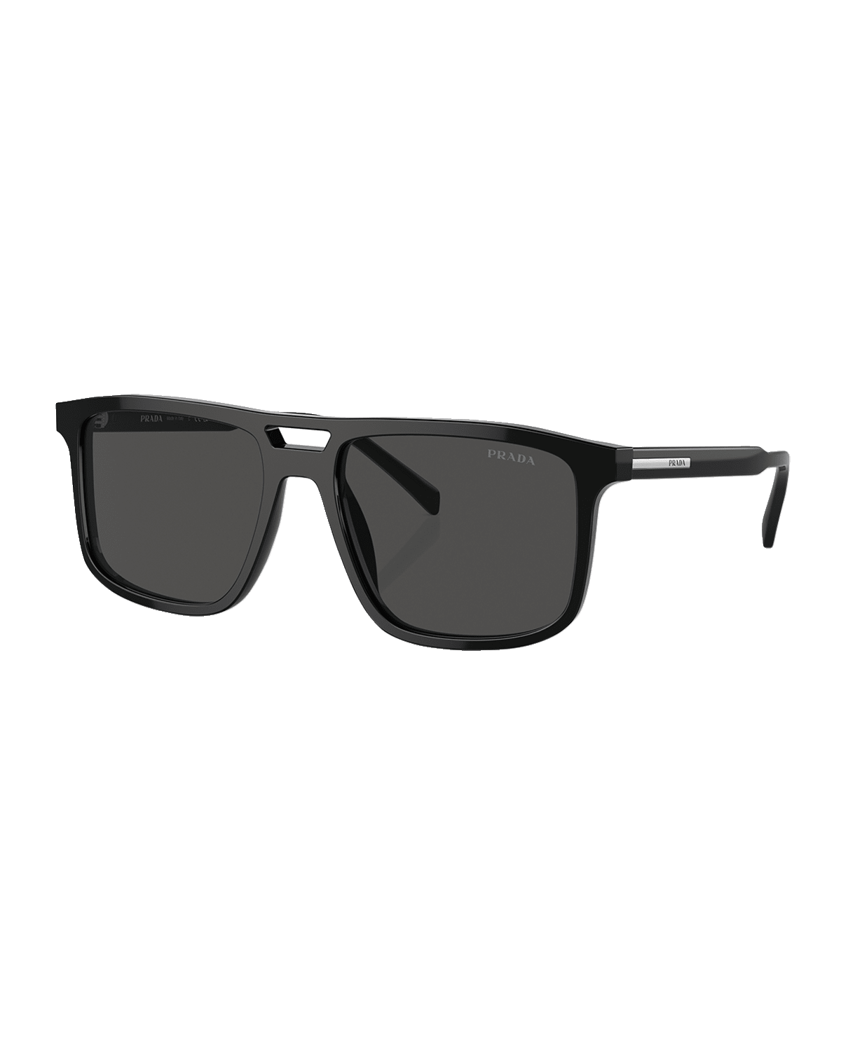 Prada Men's Double-Bridge Acetate Rectangle Sunglasses
