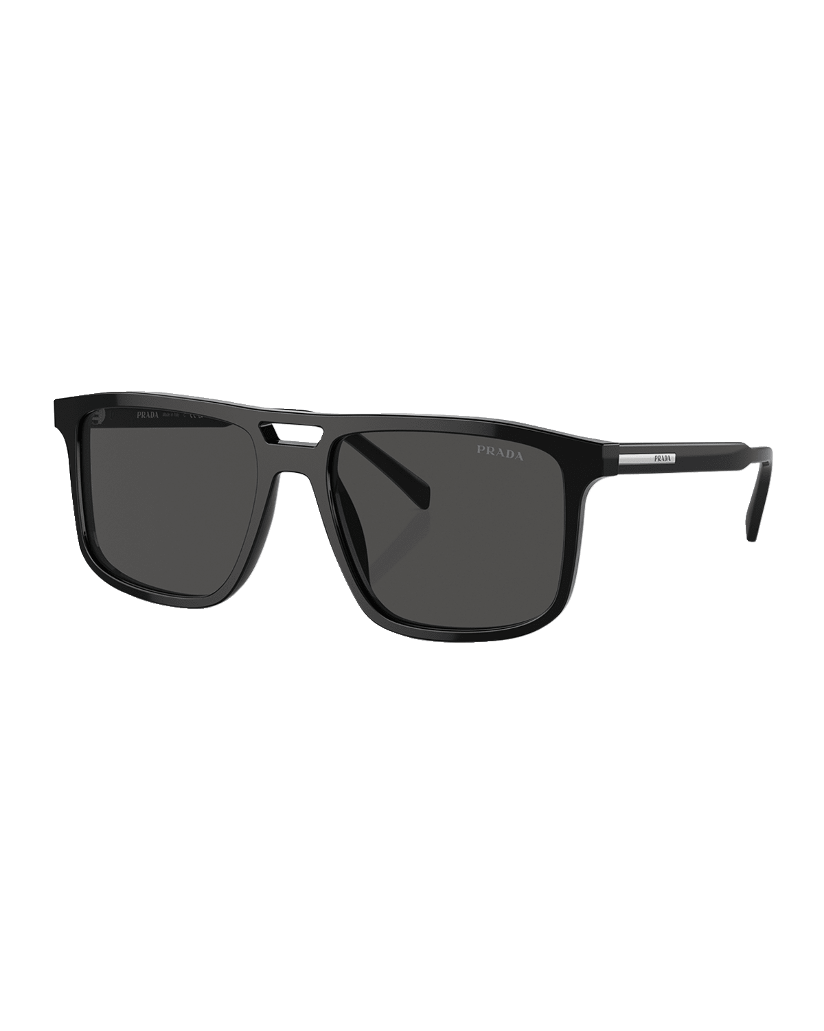 Prada Men's Double-Bridge Acetate Rectangle Sunglasses