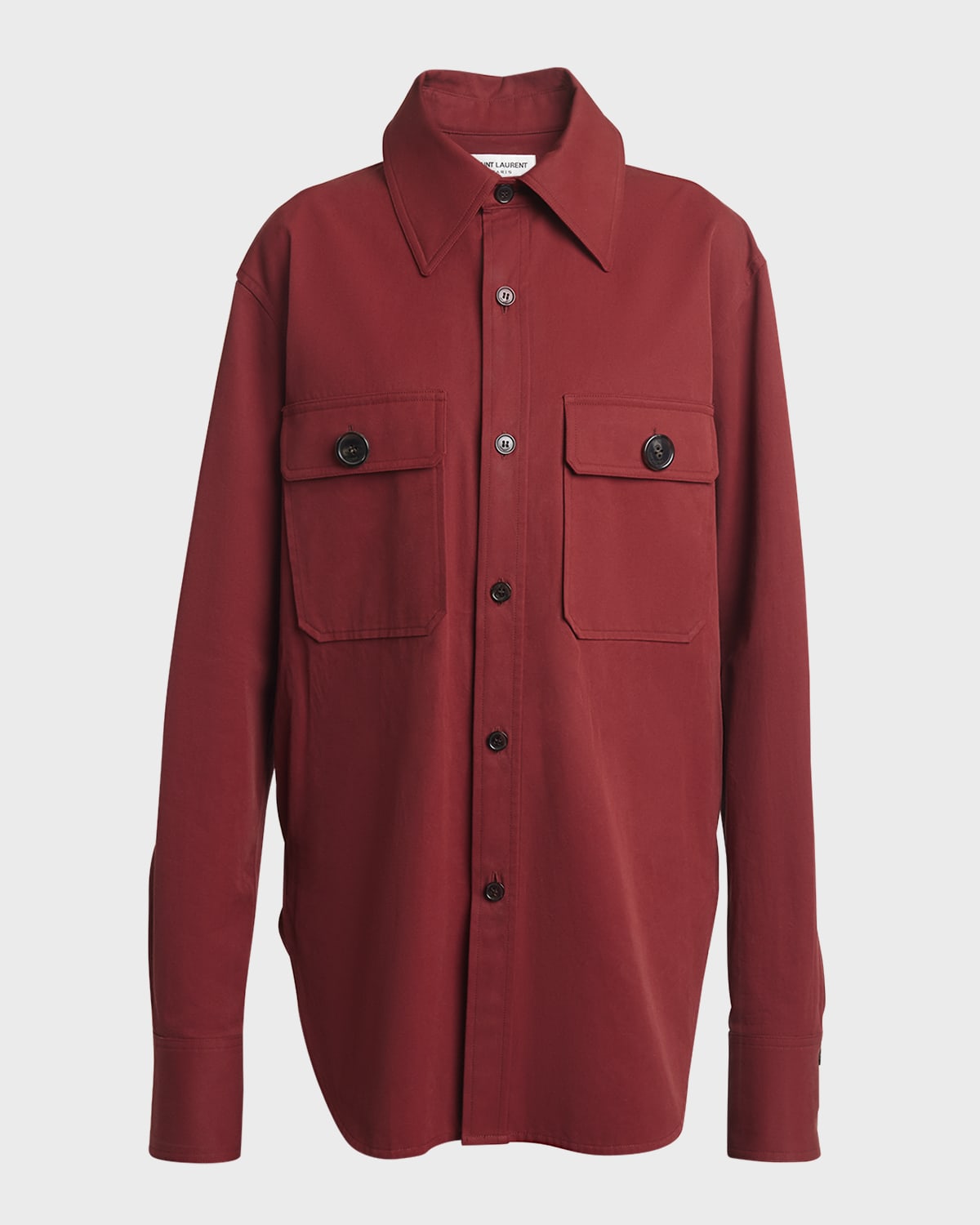 Saint Laurent Chest-Pocket Collared Cotton Shirt
