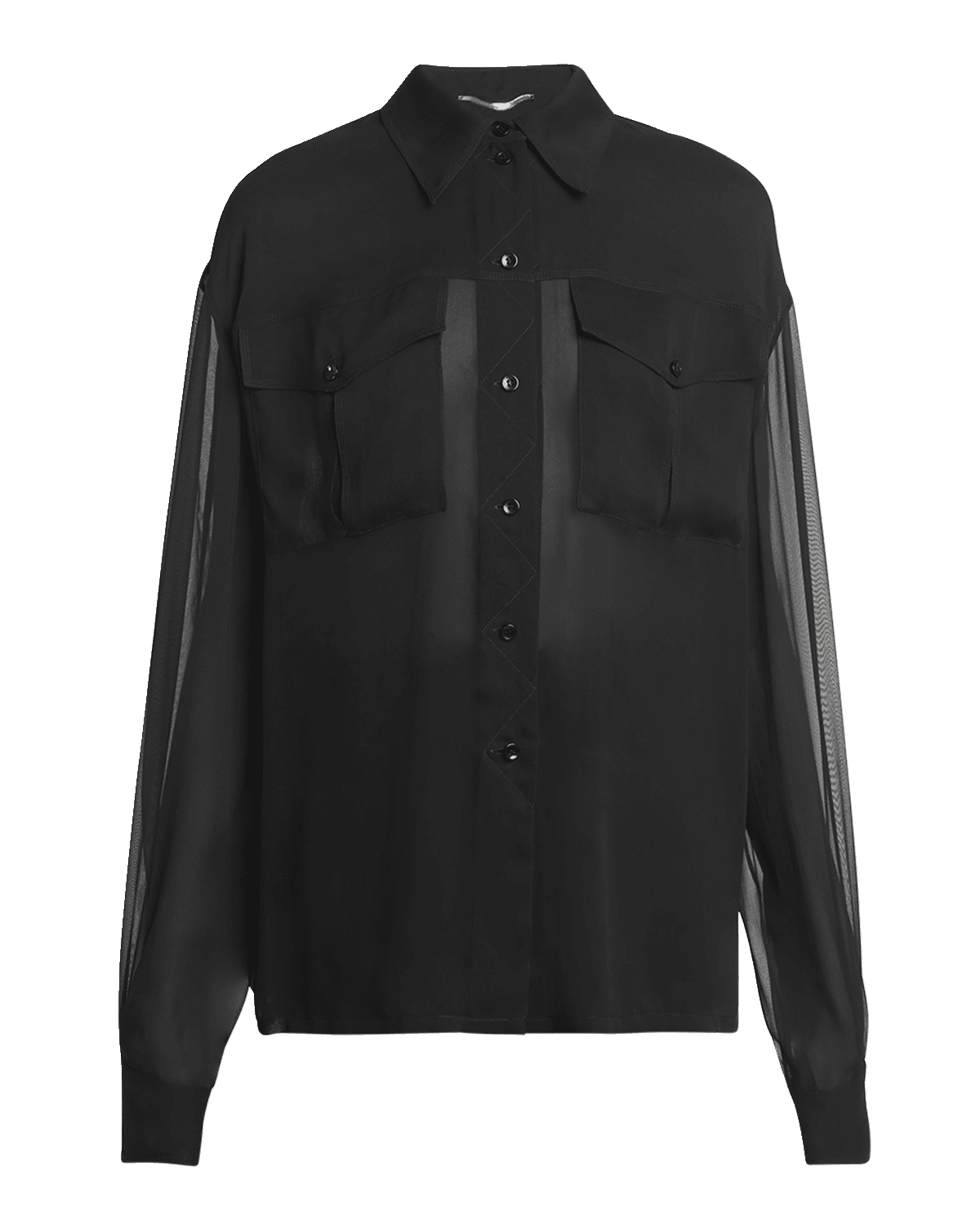 Saint Laurent Silk Chiffon Collared Shirt