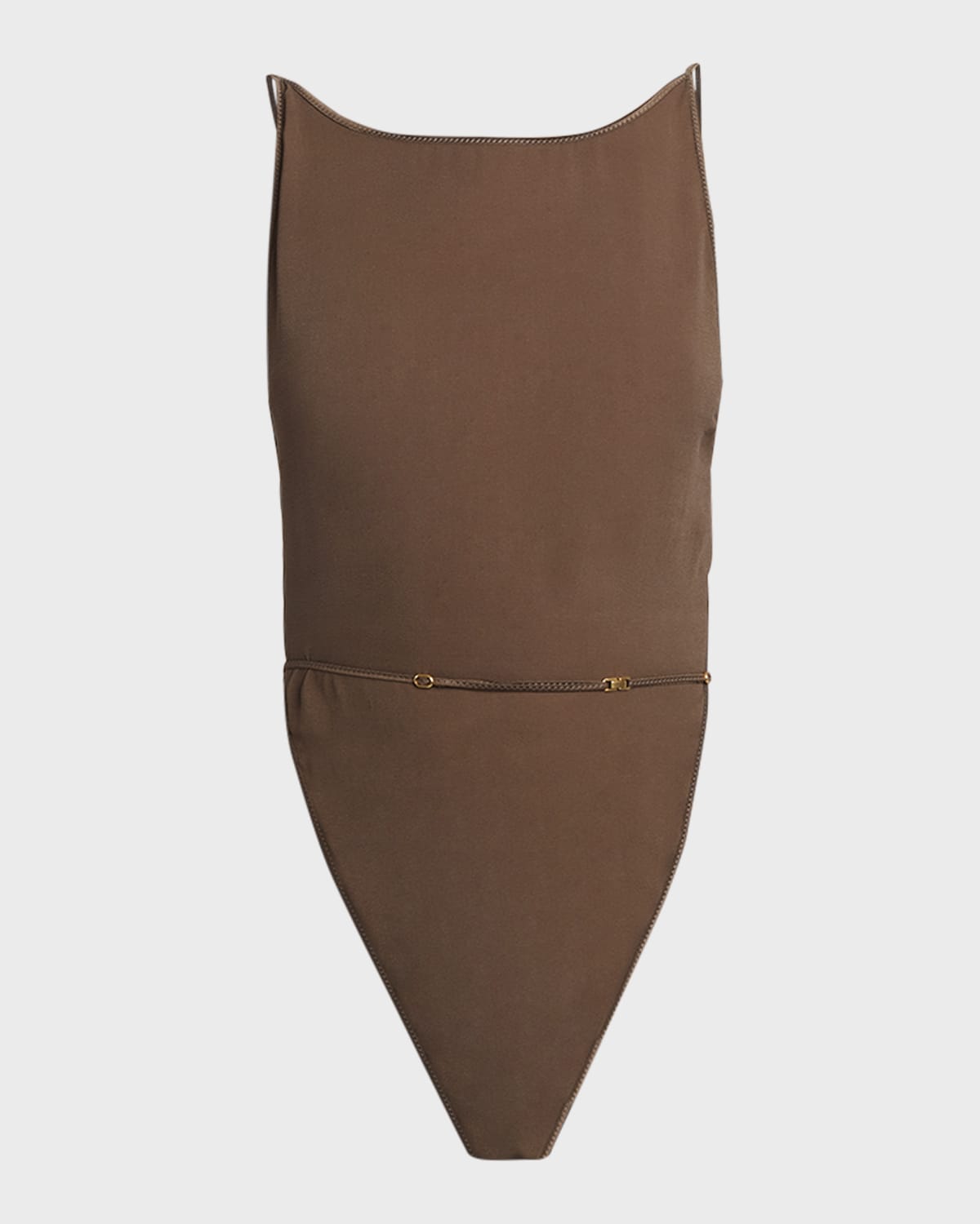 Saint Laurent Echance High-Neck Silk Backless Bodysuit