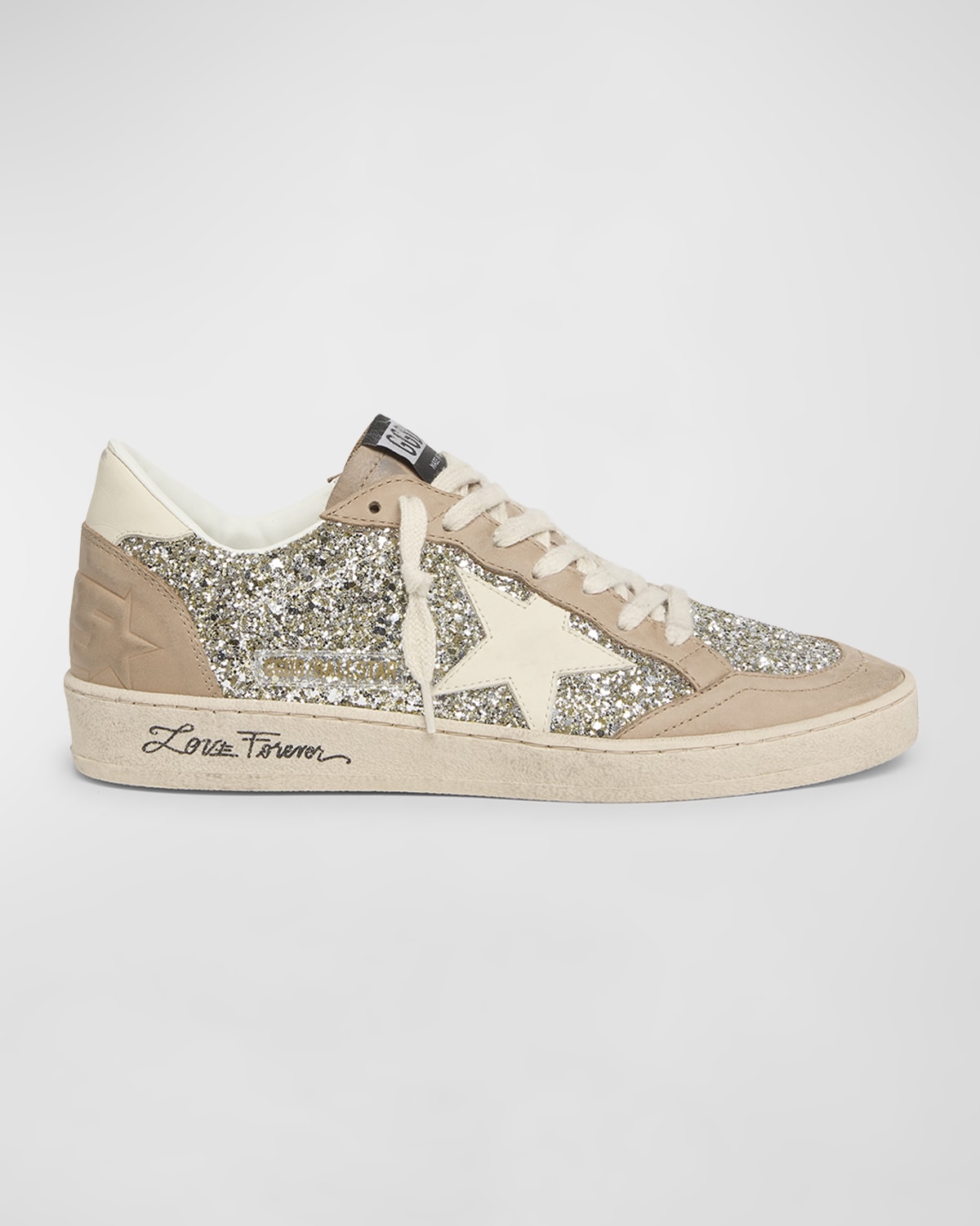 Golden Goose Ballstar Glitter Suede Low-Top Sneakers
