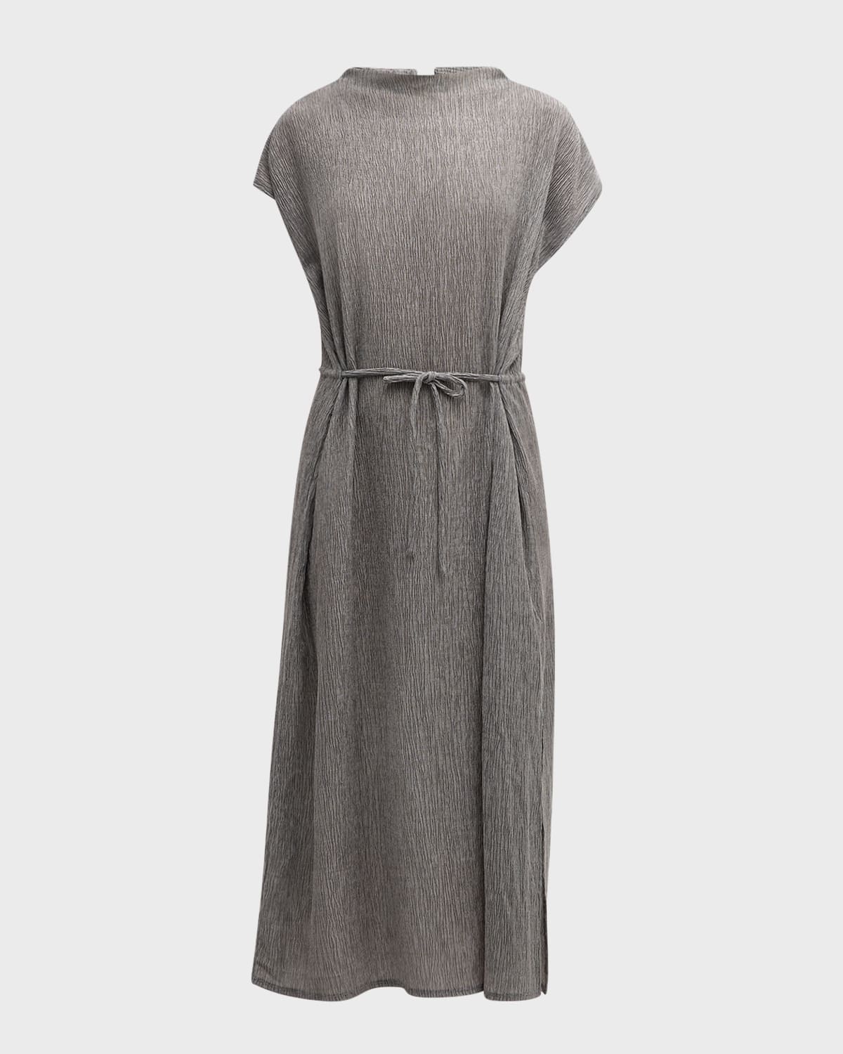 Eileen Fisher Petite Crinkled Funnel-Neck Midi Dress