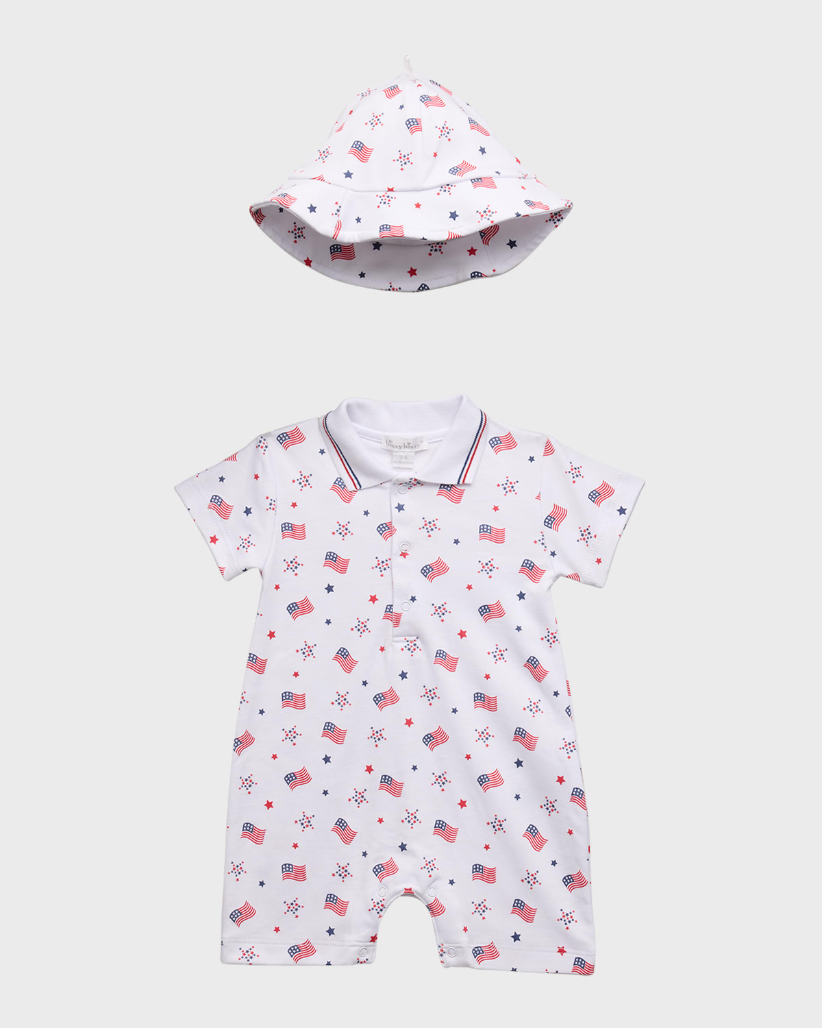 Kissy Kissy Boy's Star Spangled Spirit Playsuit W/ Collar & Sunhat Set, Size 3M-24M