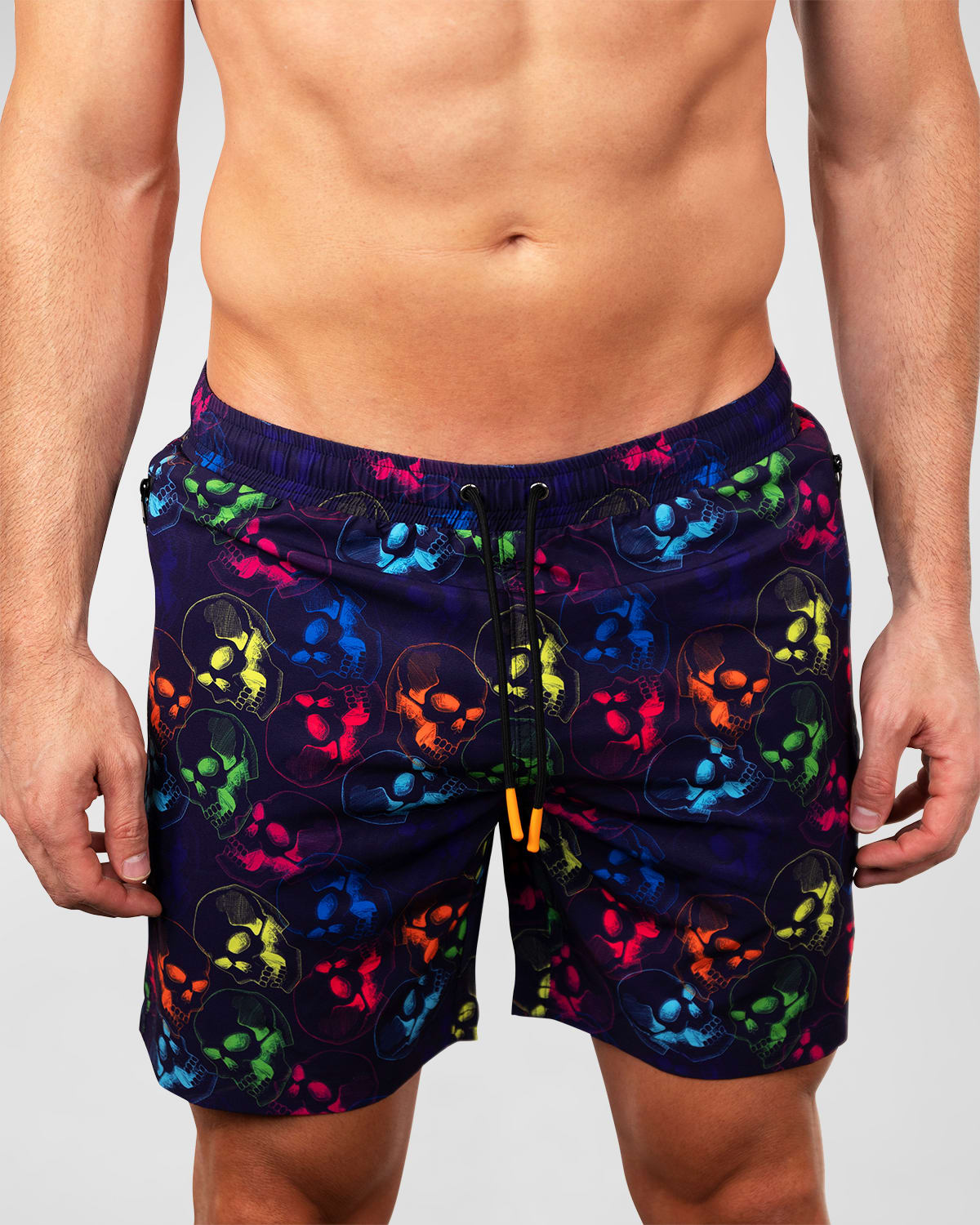 Maceoo Men's Lion Neon Skull Swim Shorts