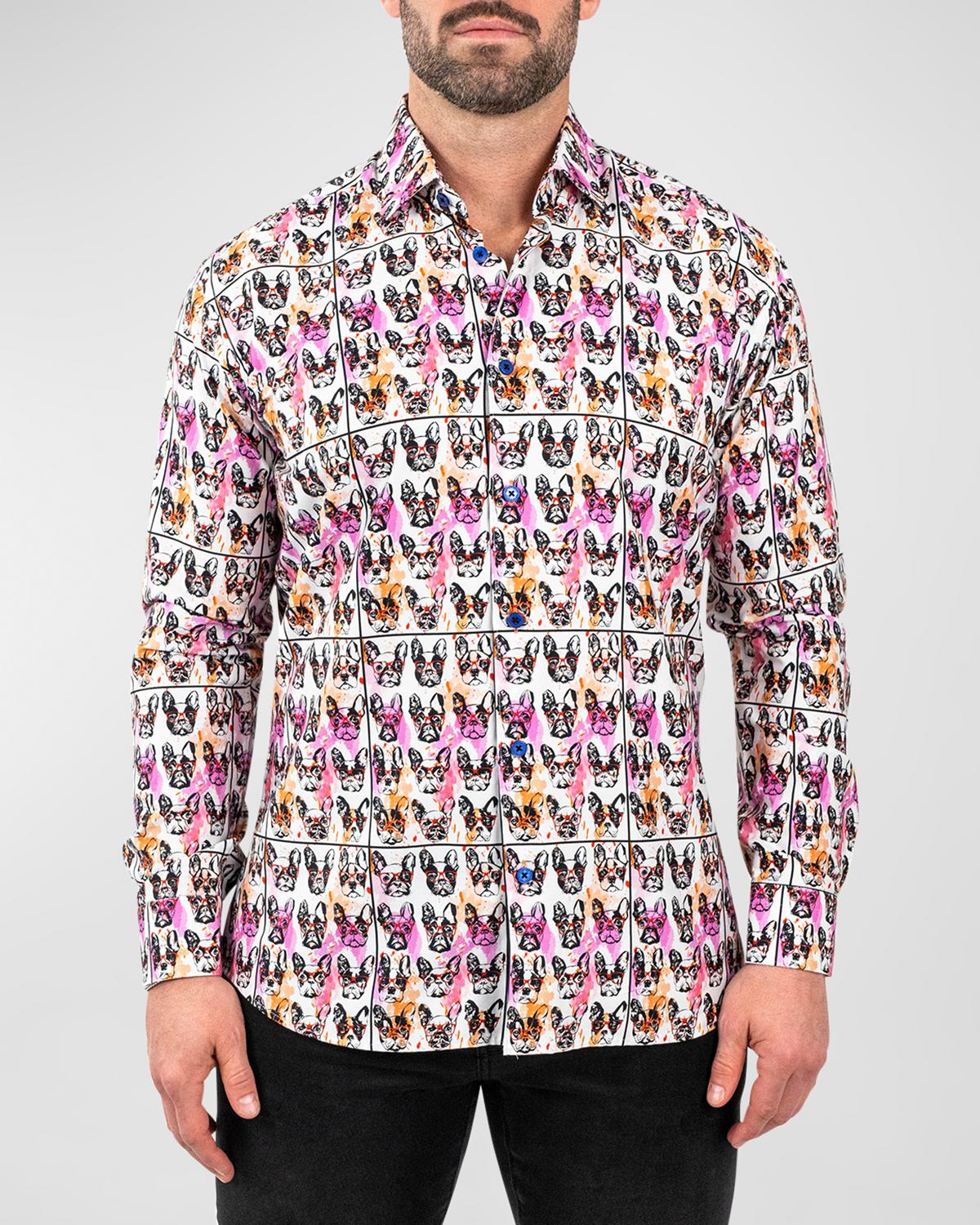Maceoo Men's Fibonacci Frenchie Nerd Dress Shirt