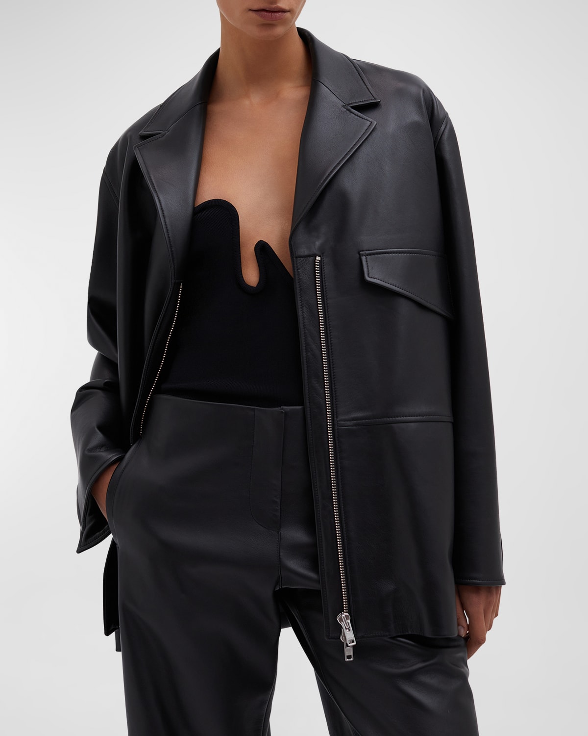 Christopher Esber Charli Leather Zip-Front Jacket