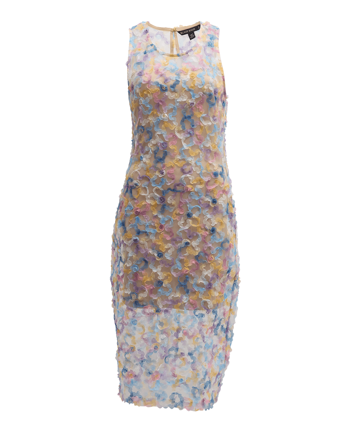 Black Halo Maddie Tulle-Trim Midi Sheath Dress