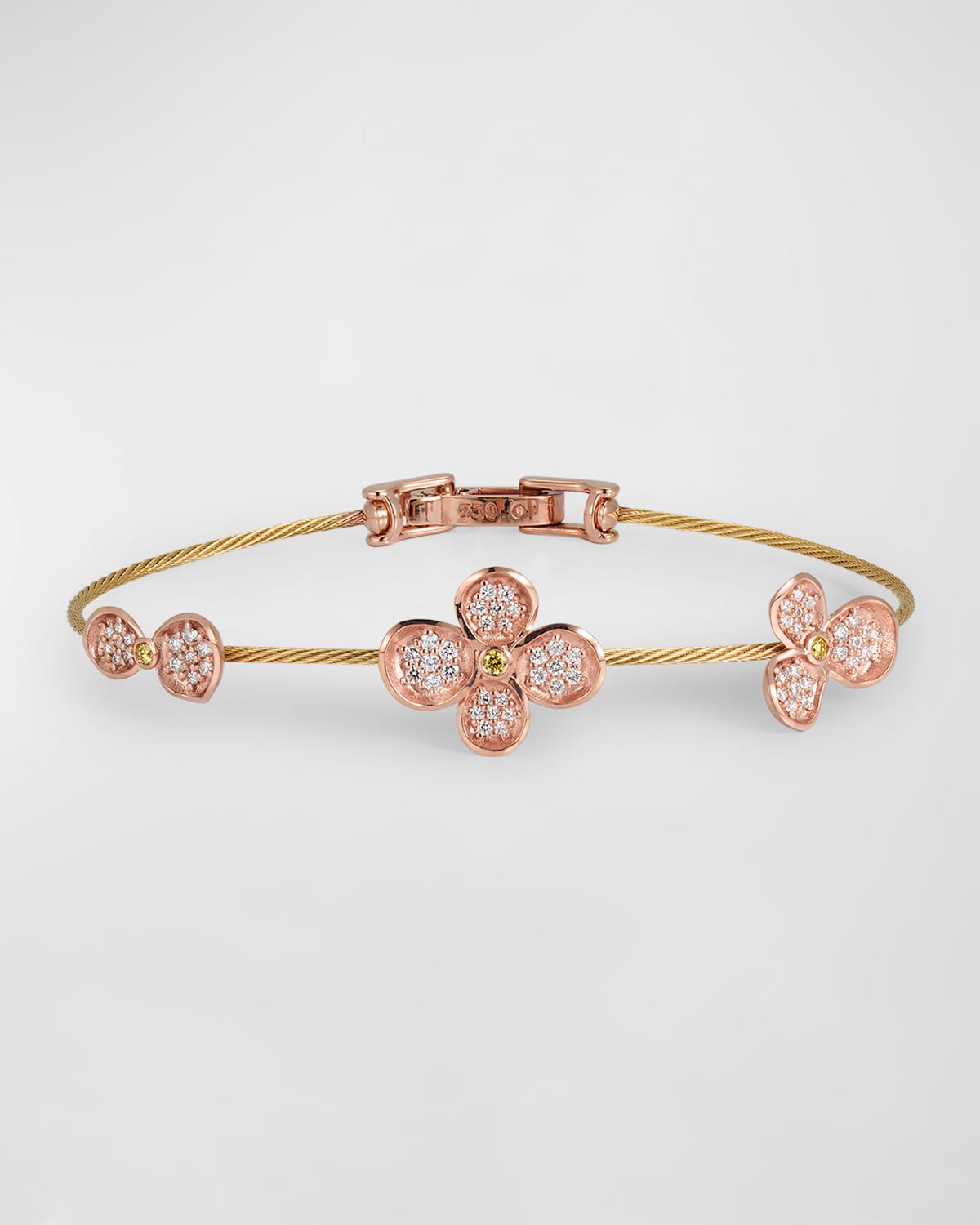 Paul Morelli 18K Yellow Gold and Rose Gold White Diamond Forget Me Not Unity Bracelet