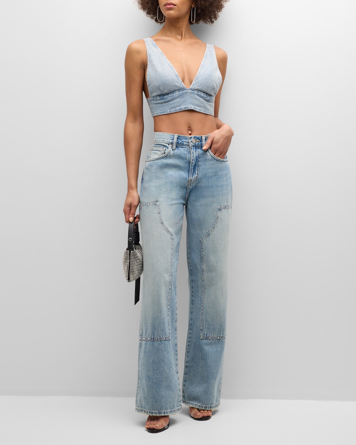 PURPLE Carpenter Wide Bling Jeans