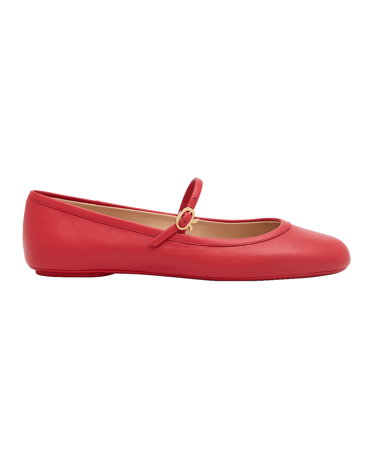 Gianvito Rossi Carla Leather Mary Jane Ballerina Flats