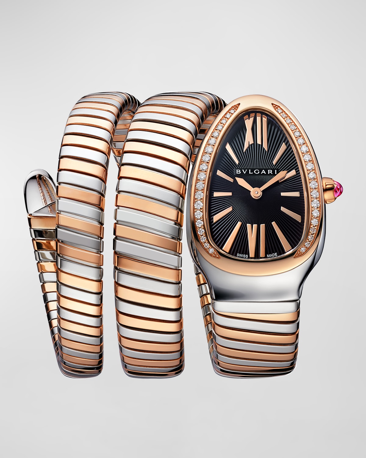 BVLGARI 35mm Serpenti Spiga 18k Rose Gold Wrap Watch | Neiman Marcus