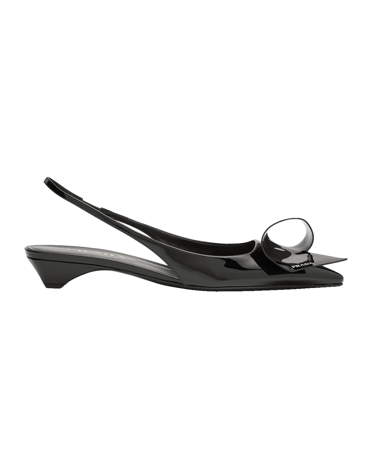 Prada Vernice Patent Ribbon Slingback Ballerina Pumps