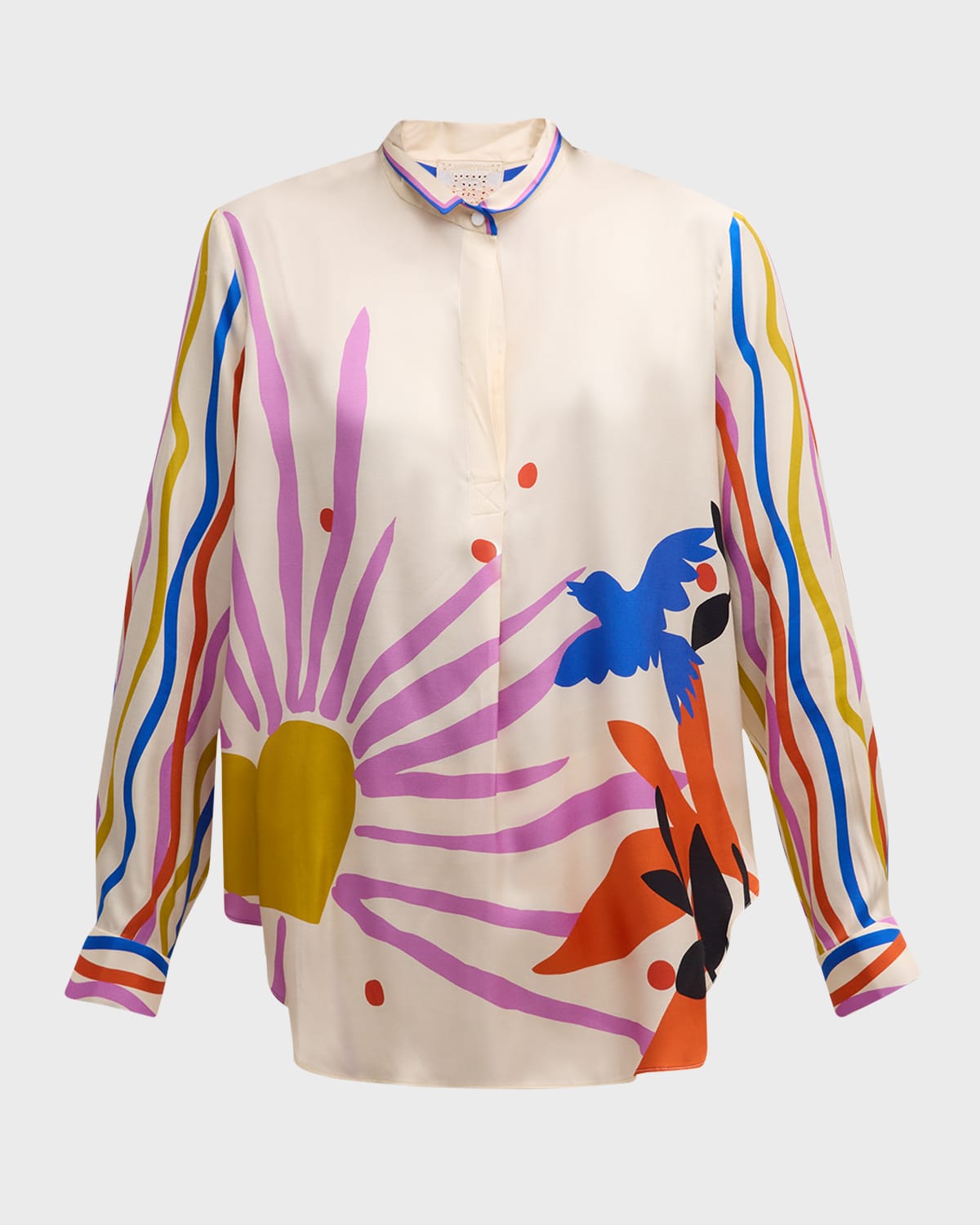 Johnny Was Mariella Tropical Floral-Print Blouse