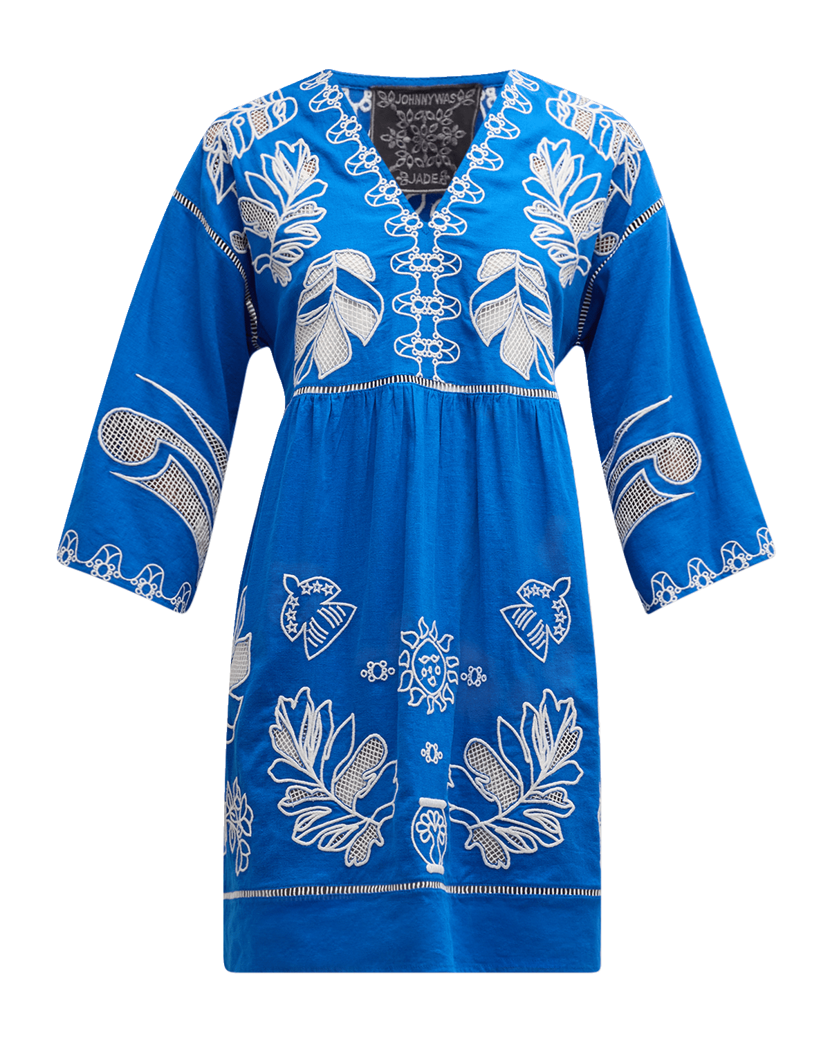 Johnny Was Barbara Embroidered Linen-Cotton Mini Dress