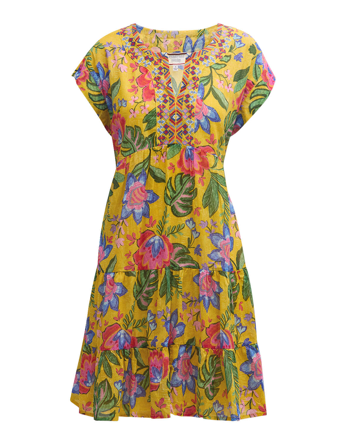 Johnny Was Prairie Tiered Floral-Print Mini Dress