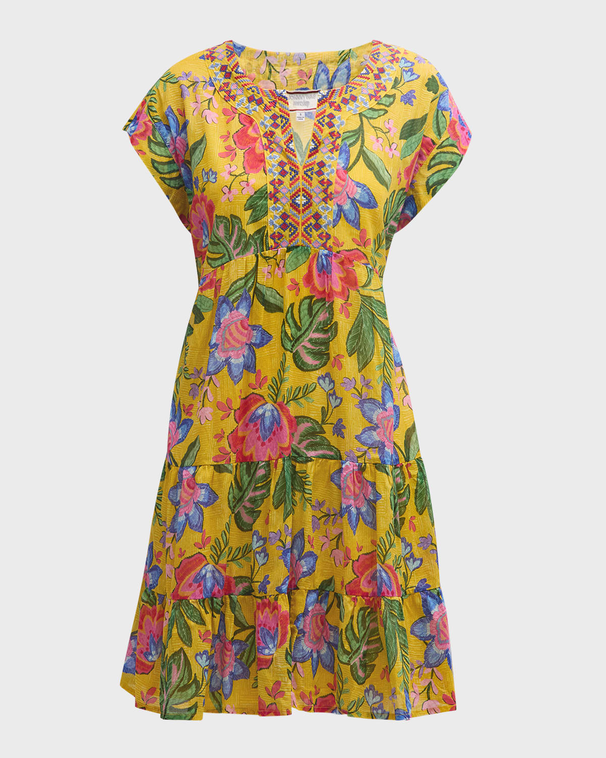 Johnny Was Prairie Tiered Floral-Print Mini Dress