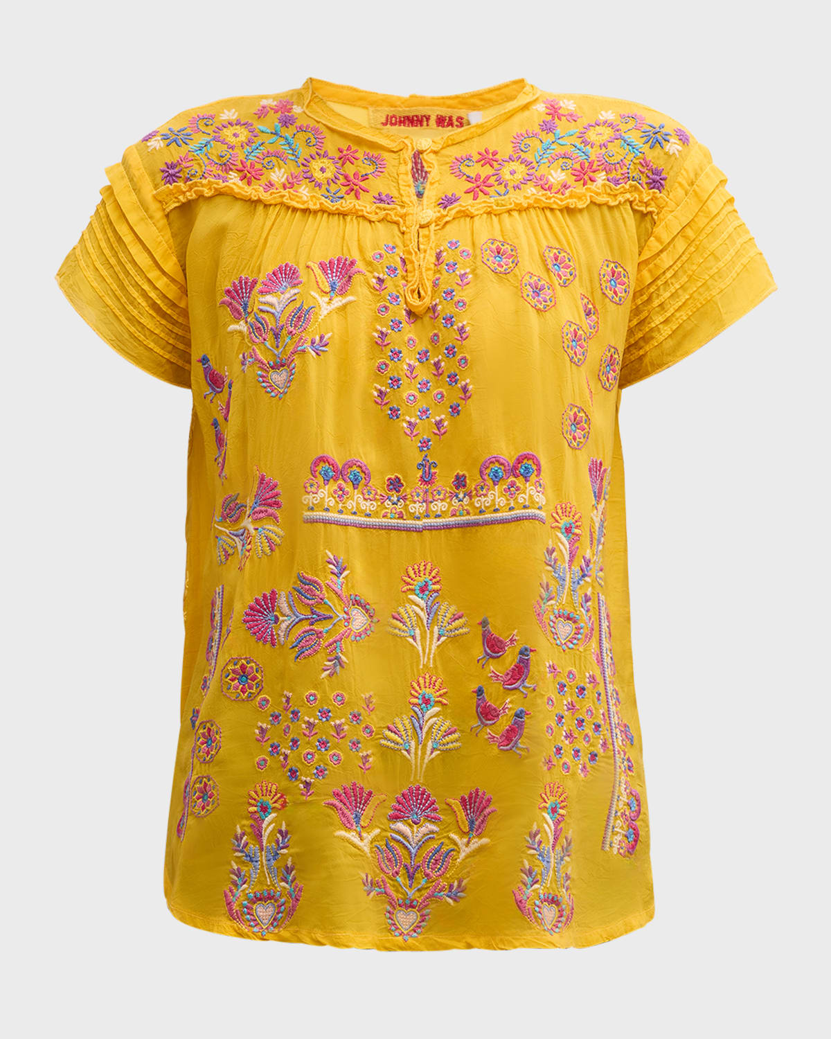 Johnny Was Embroidered V-Neck selling Long Georgette Tunic