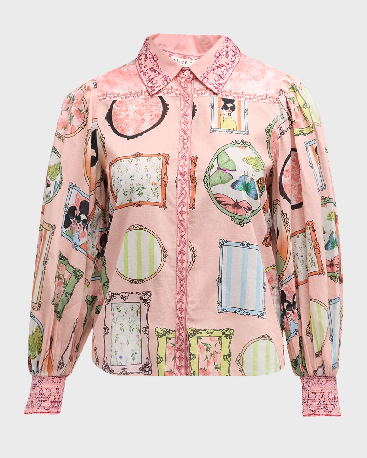 Alice + Olivia Mirror Mirror Stace Tiffie Drama Sleeve Blouse