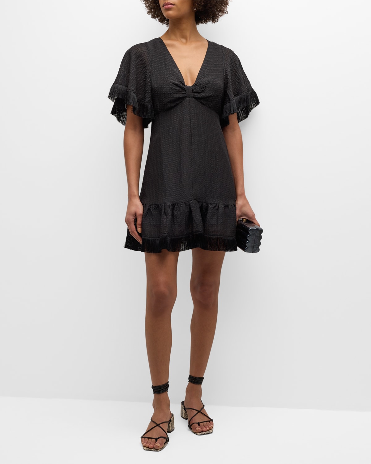 Marie Oliver Octavia Mini Dress with Fringe Trim
