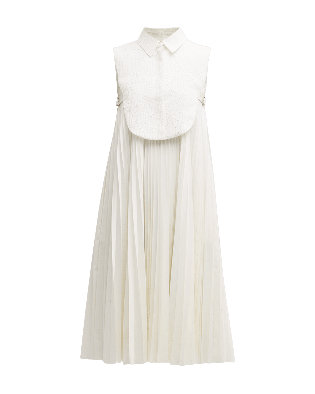 ADEAM Misty Pleated Midi Shift Dress With Removable Bib