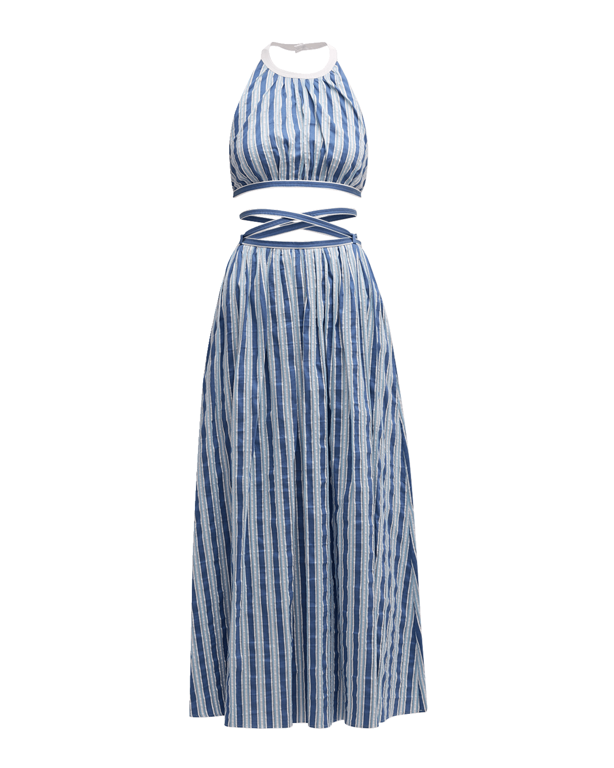 Chloe x High Summer Striped Poplin Maxi Dress with Cutout Detail