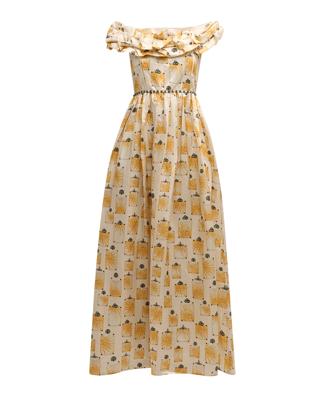 Agua by Agua Bendita Espliego Bisuteria Off-Shoulder Floral Poplin Maxi Dress