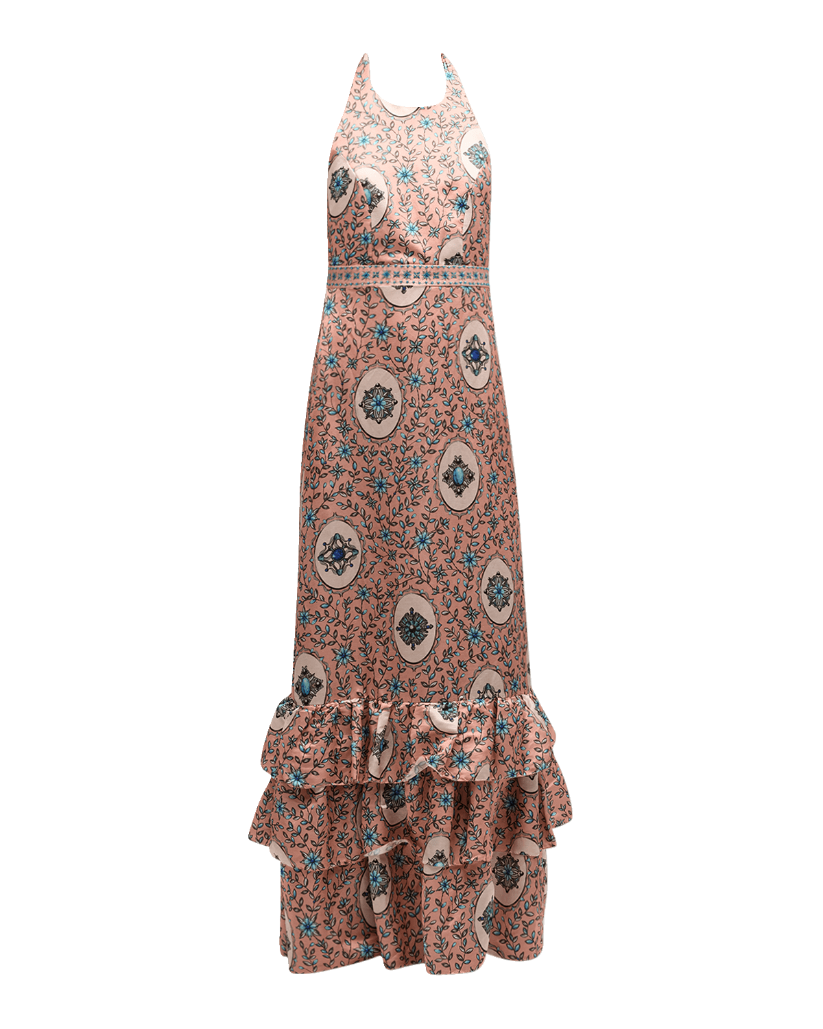 Agua by Agua Bendita Magnolia Cofre Backless Linen Maxi Halter Dress