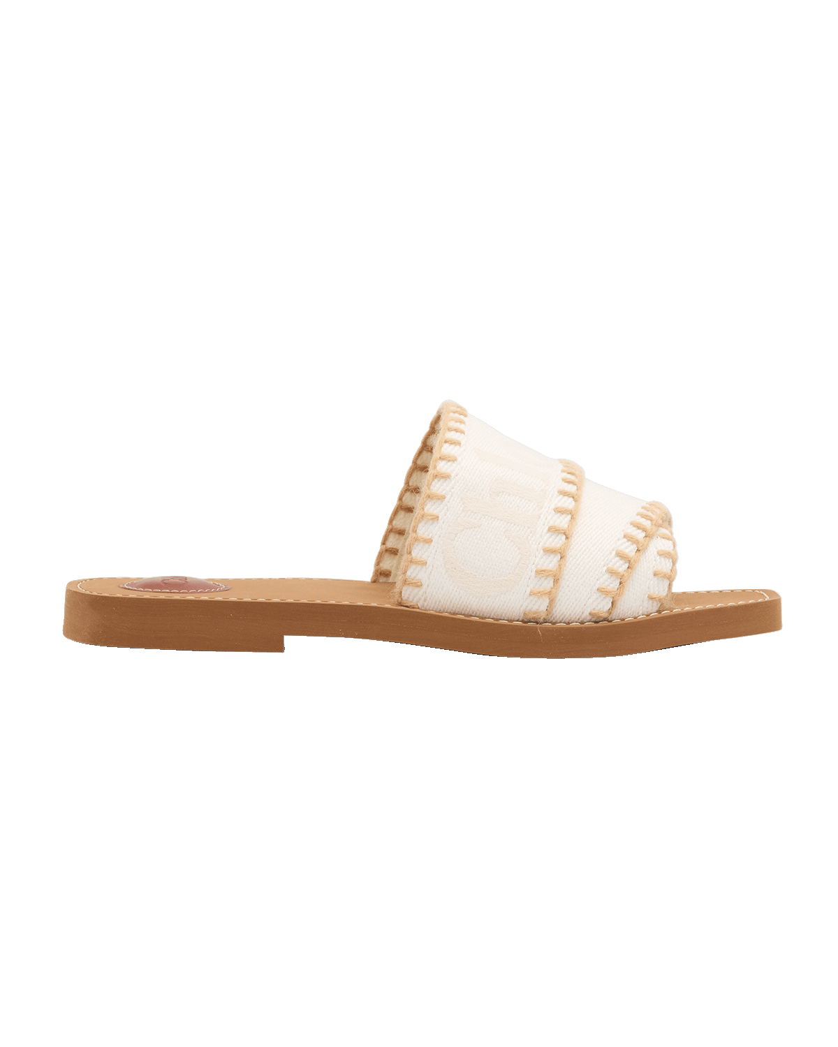 Chloe x High Summer Woody Linen Logo Whipstitch Sandals