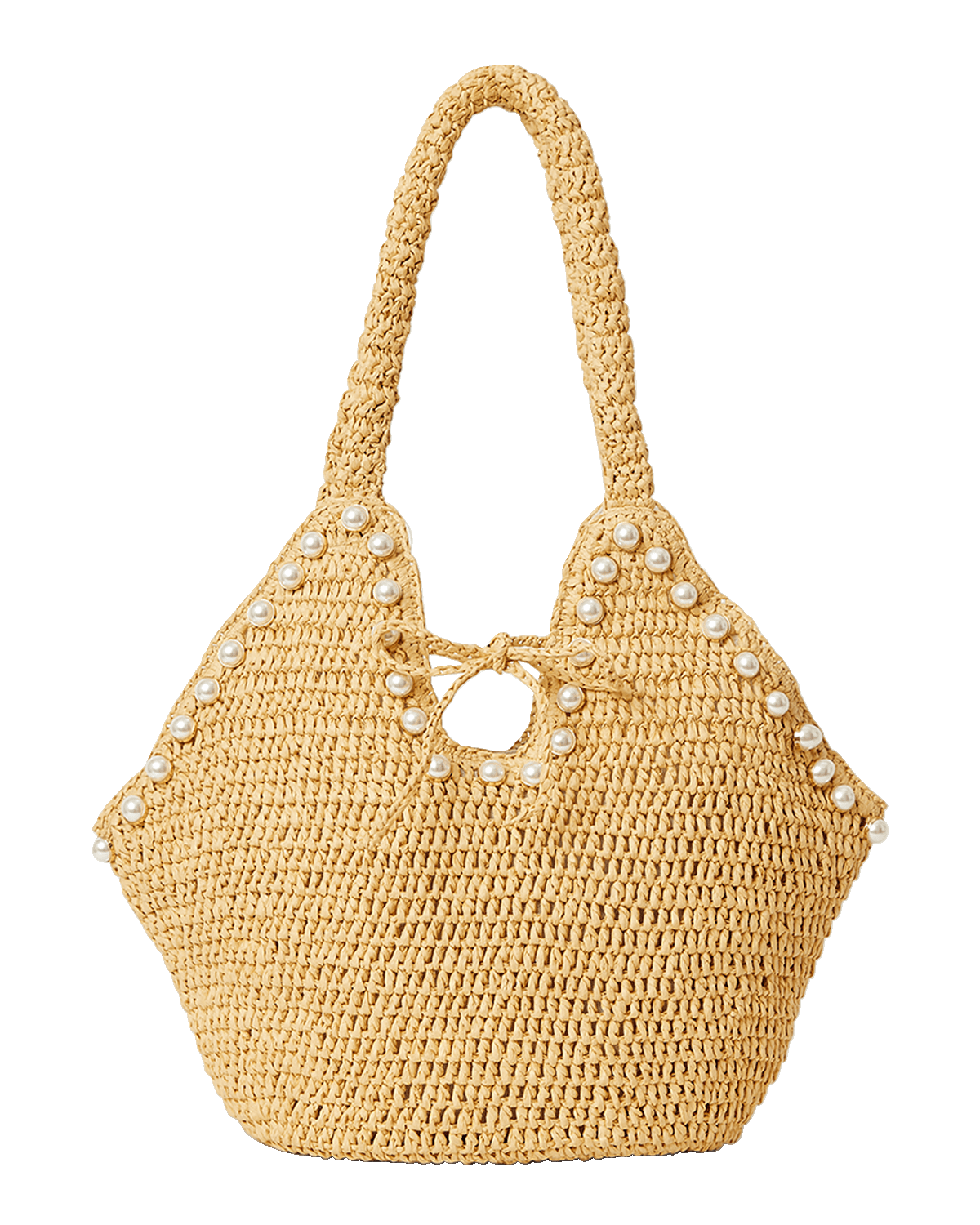 BTB Los Angeles Posey Pearly Straw Tote Bag